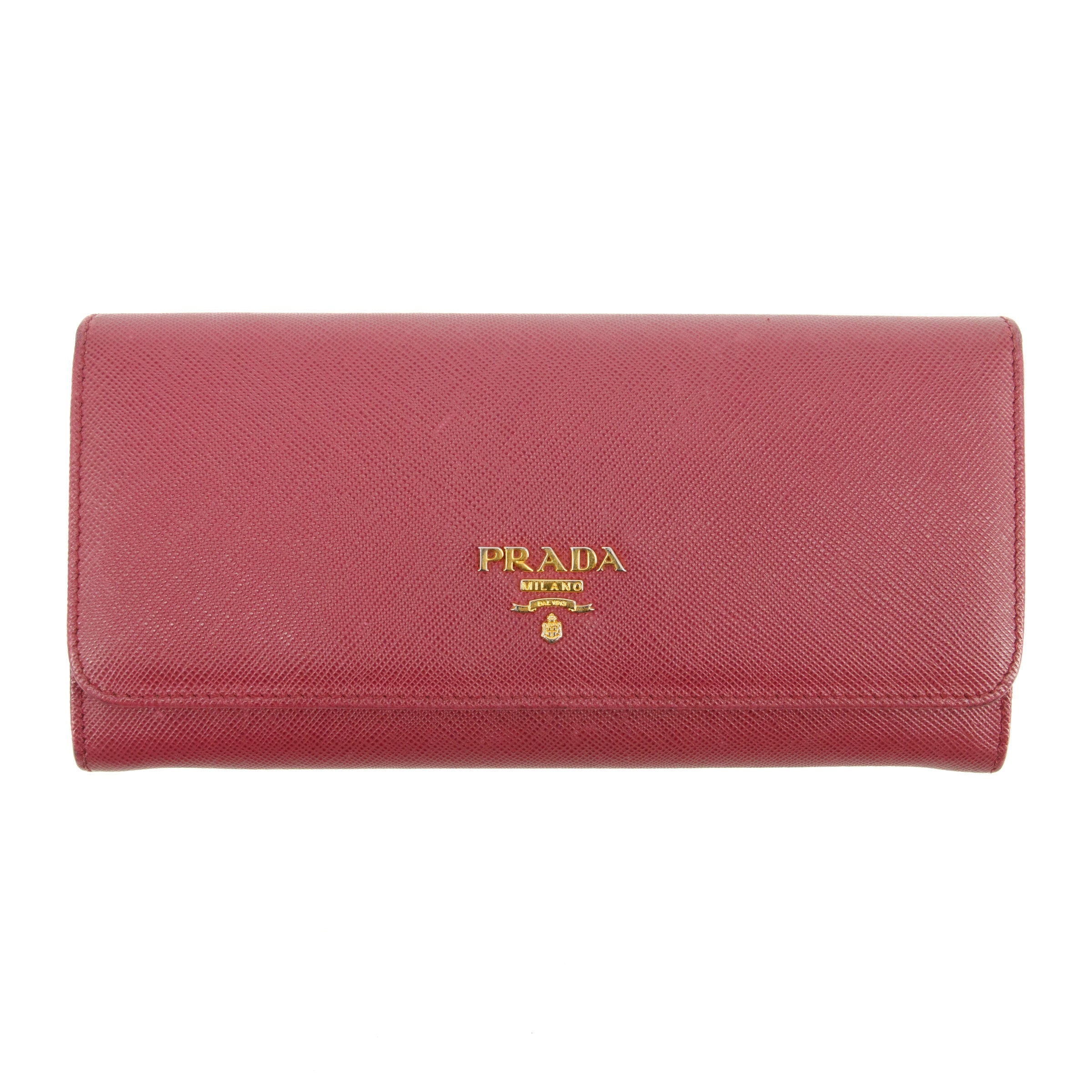 Prada Saffiano Leather Pink Continental Long Wallet #3808