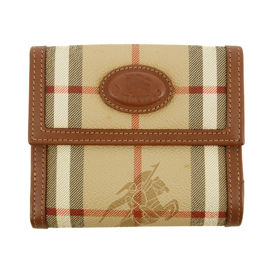 Burberry Brown Check Leather Compact Wallet #3811