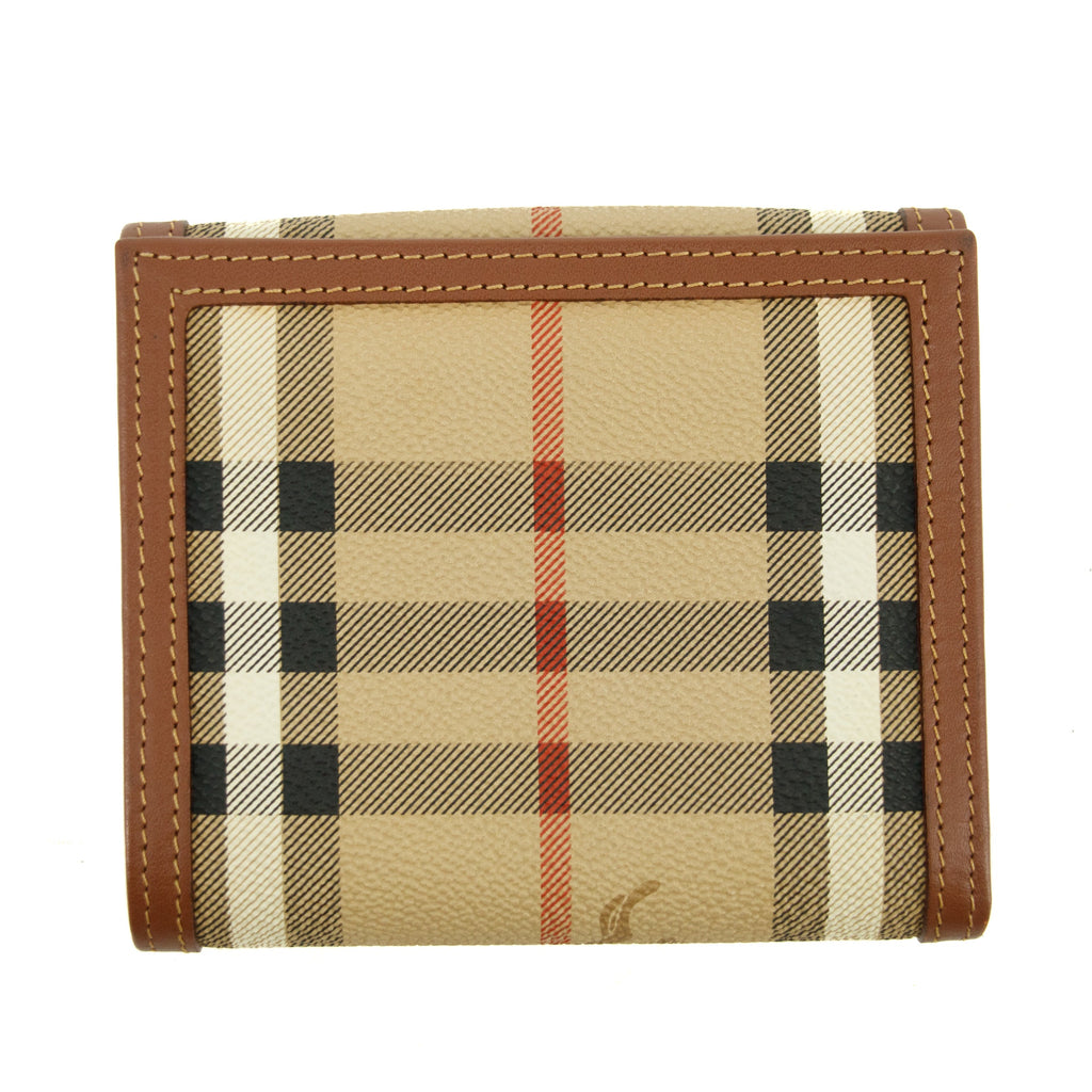 Burberry Brown Check Leather Compact Wallet #3811