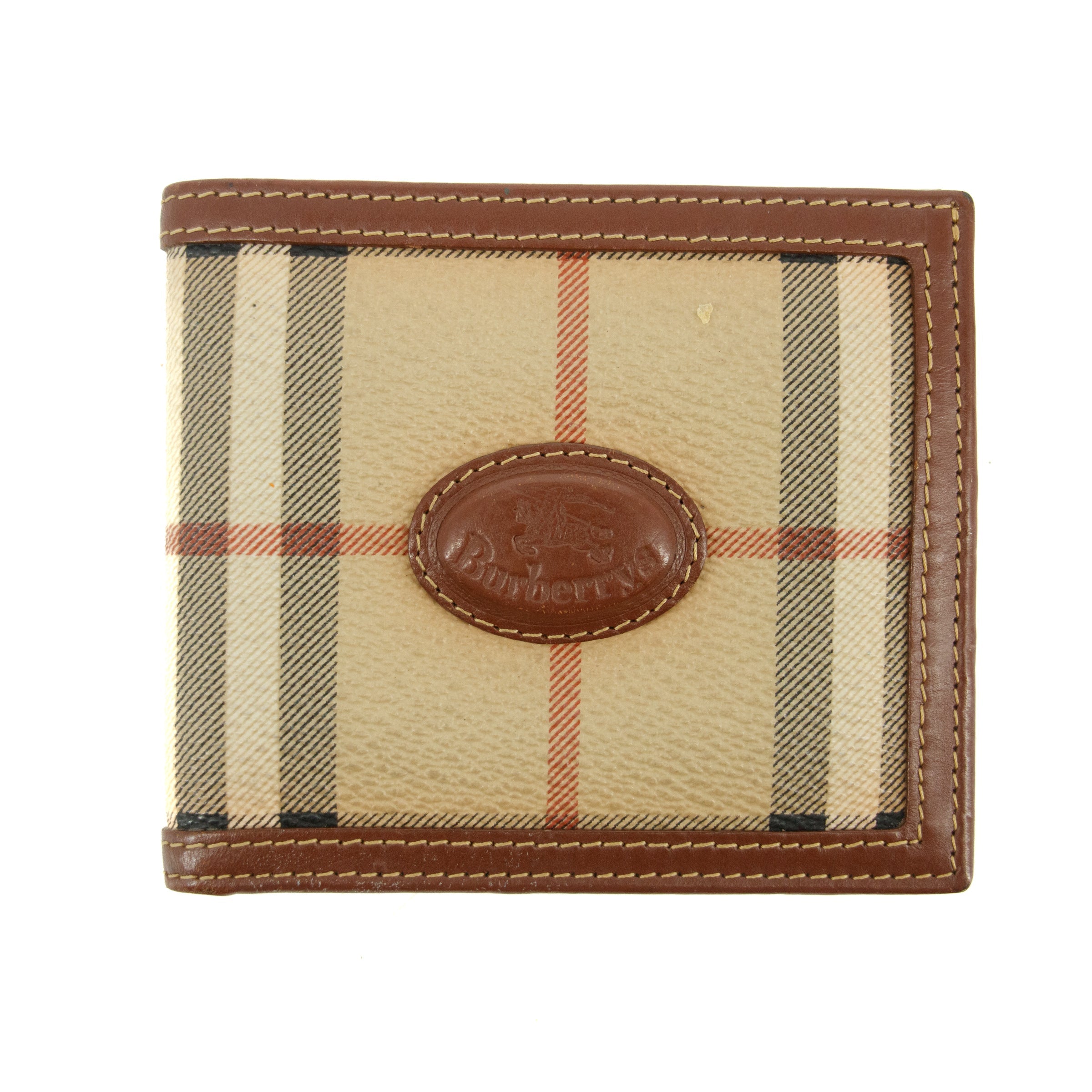 Burberry Brown Check Leather Bifold Wallet  #3815