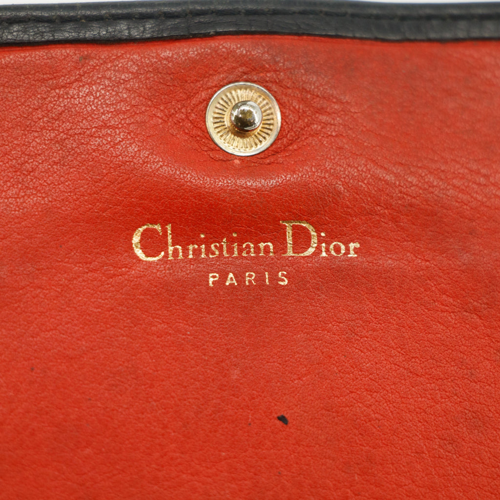 Christian Dior Vintage Black Leather Long Wallet #3818