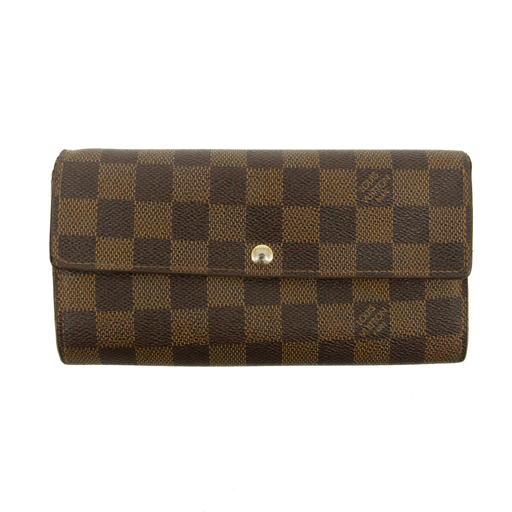 Louis Vuitton Damier Ebene Sarah Long Wallet #3822