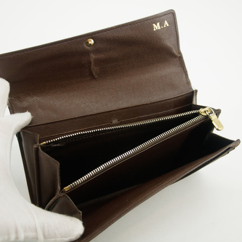 Louis Vuitton Damier Ebene Sarah Long Wallet #3822