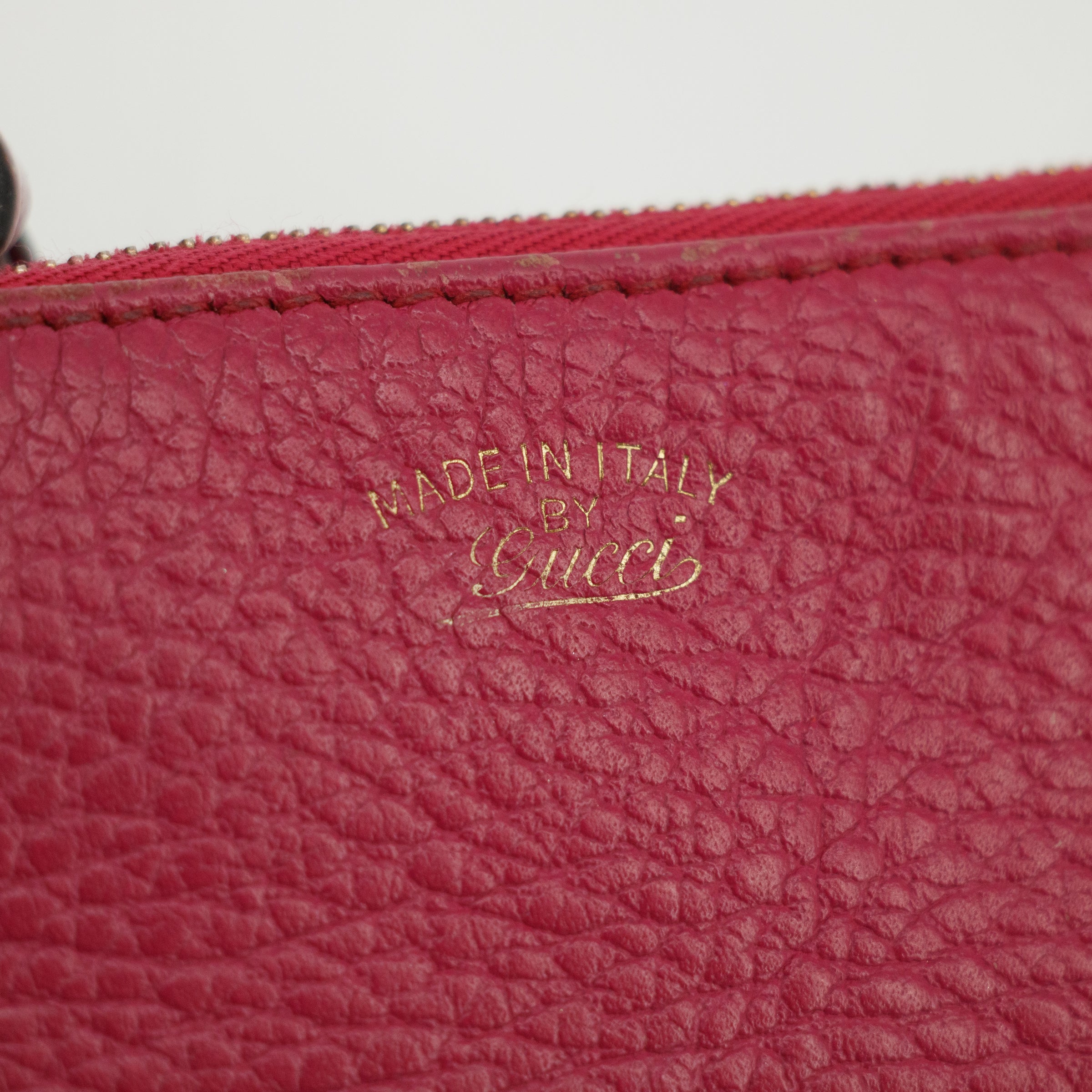 Gucci Pink Leather Zip Key Cles Coin Pouch #3831