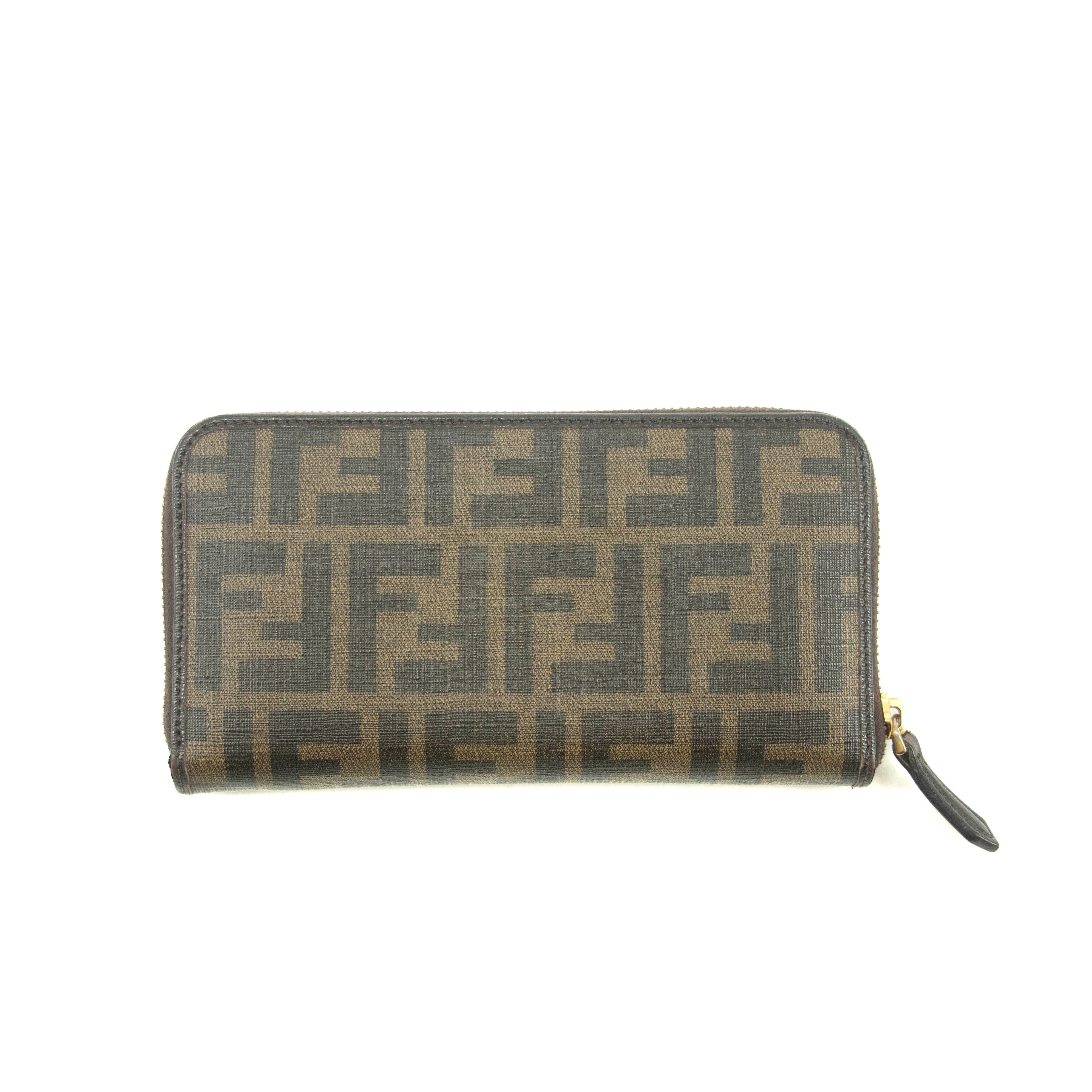Fendi Brown Zucca Zippy Long Wallet #3855