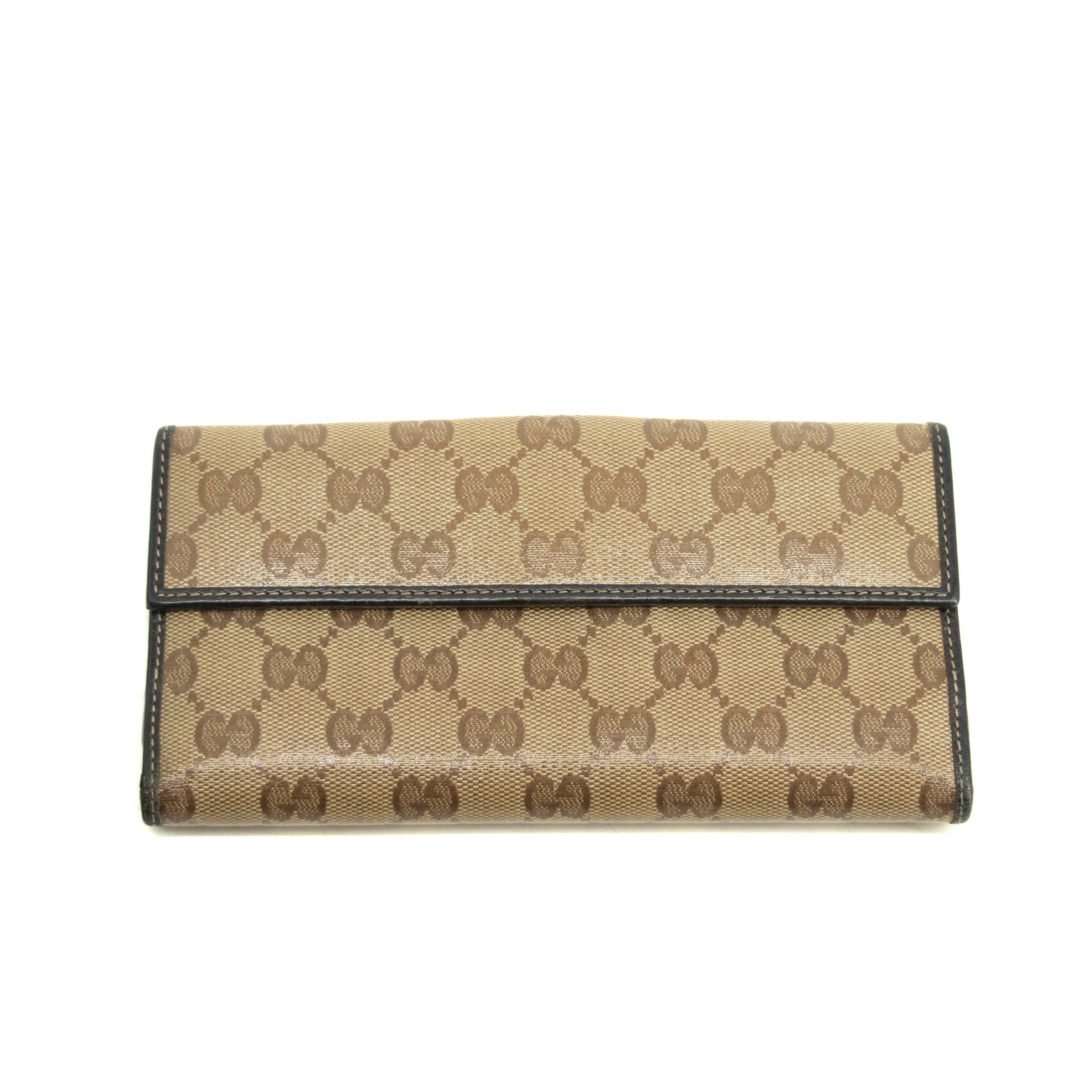 Gucci Brown GG Crystal Coated Canvas x Leather Continental Long Wallet #3907