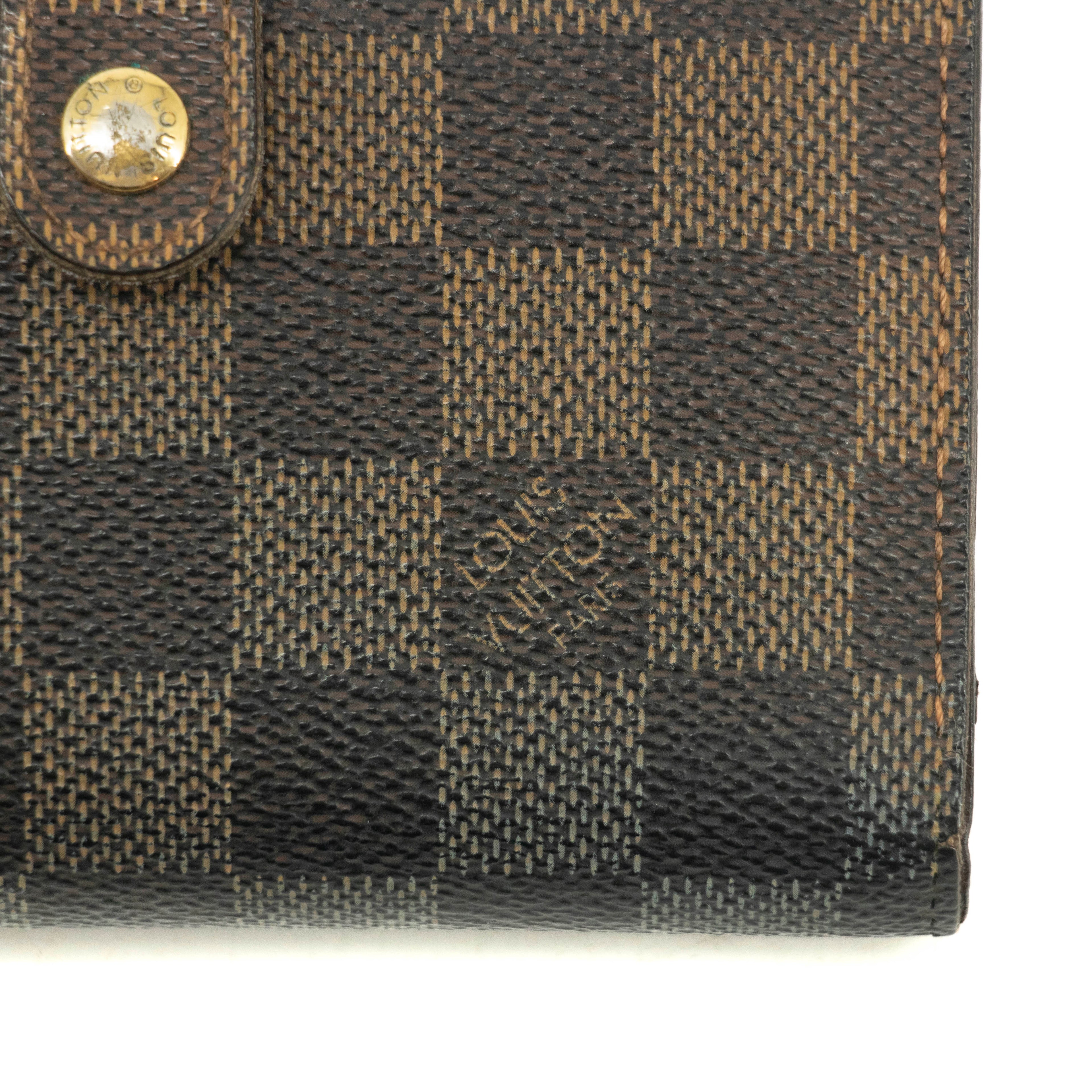 Louis Vuitton Damier Ebene Brown Bifold Kisslock Wallet #3912