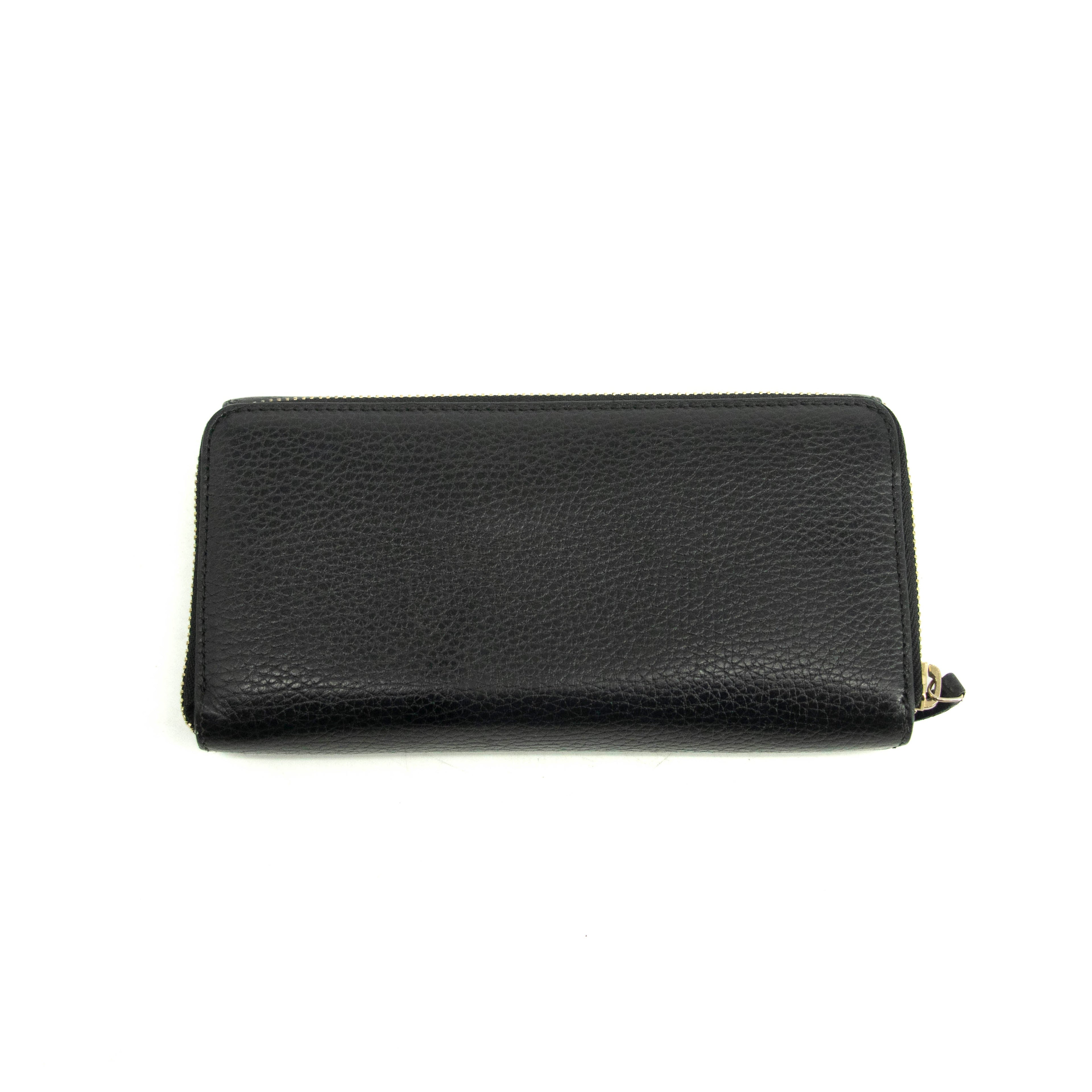 Gucci Interlocking G Black Zip Around Tri-fold Wallet #3917