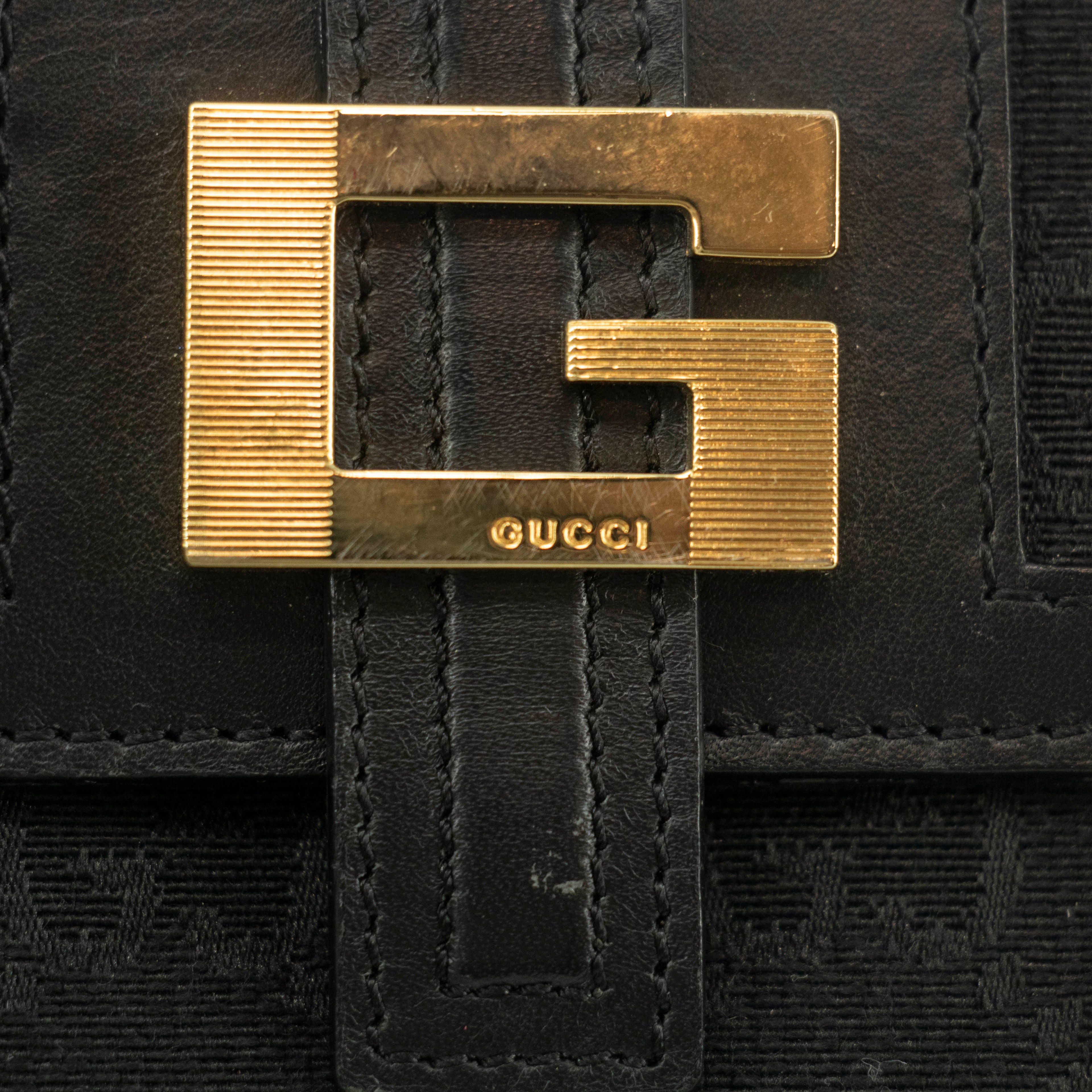 Gucci Black Vintage G Square Logo Compact Wallet #3919