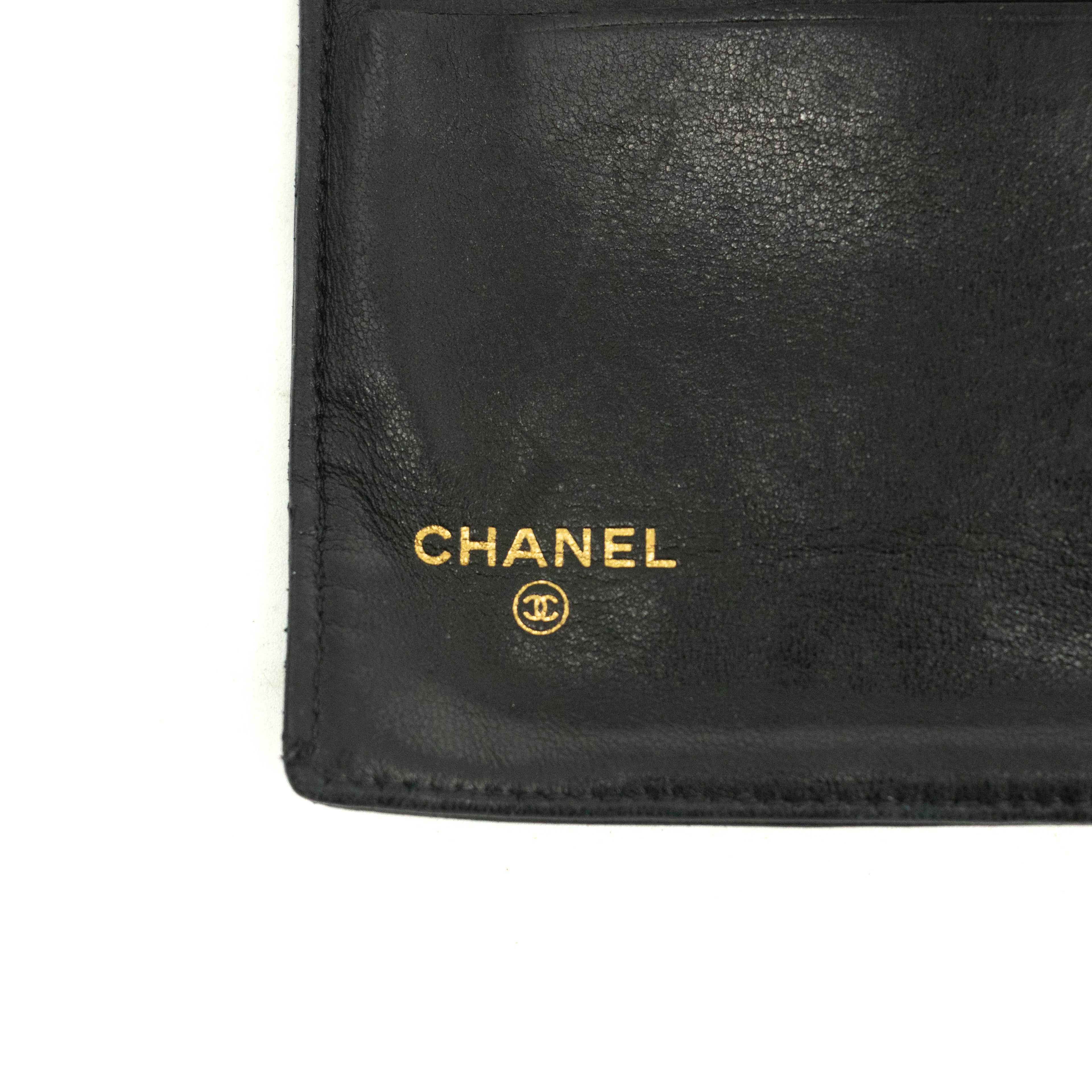Chanel Black Lambskin Bifold Long Wallet #3925