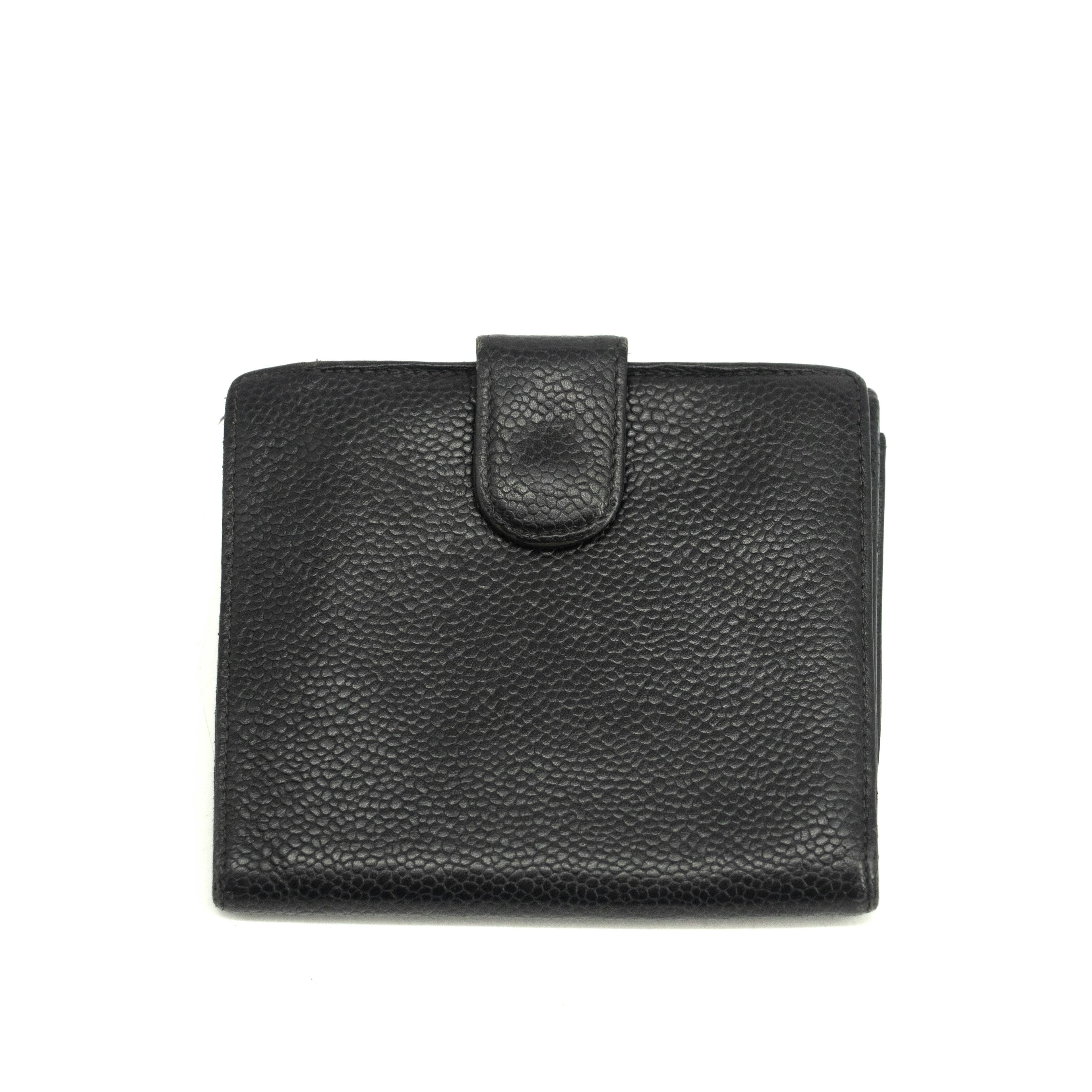 Chanel Caviar Skin Black Compact Wallet #3929