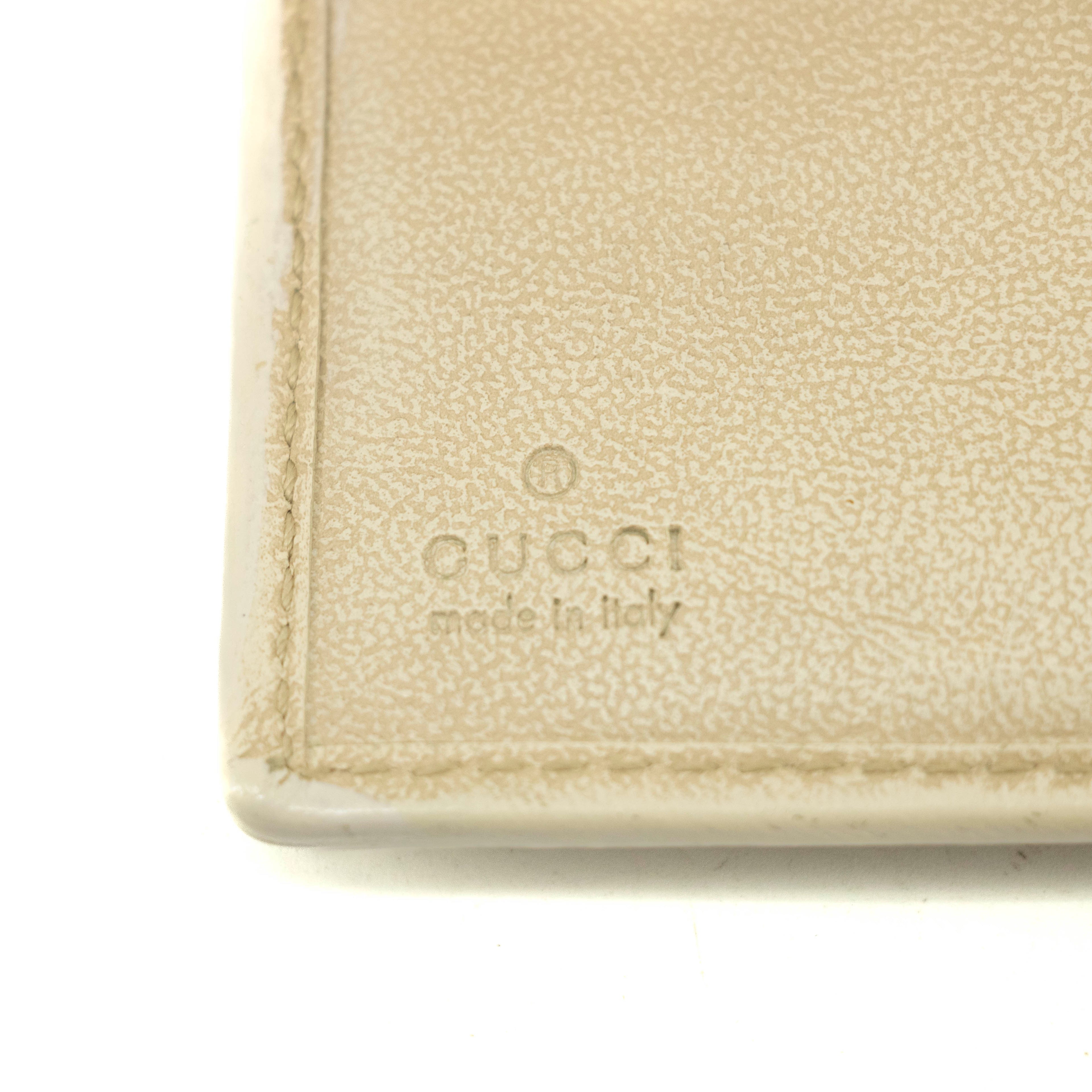 Gucci GG Brown White Canvas x Leather Compact Wallet #3935