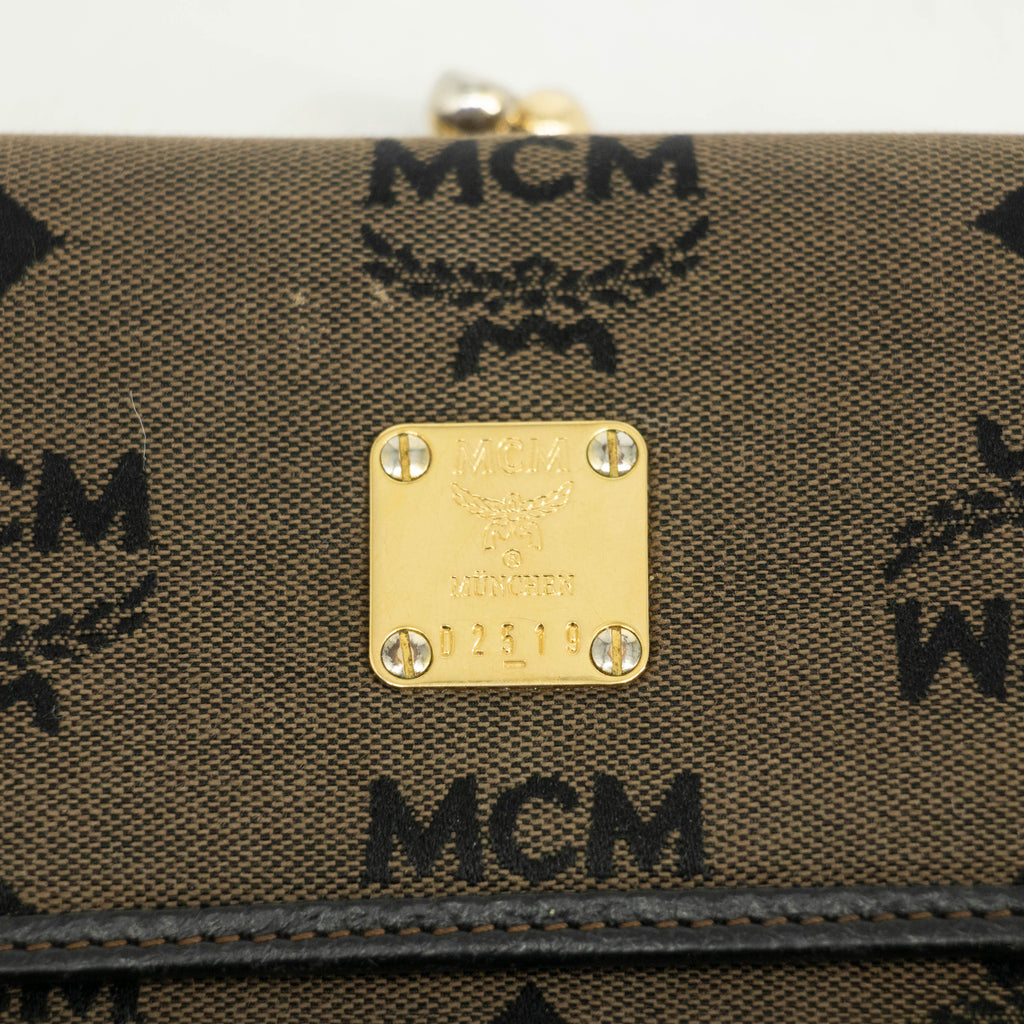 MCM Brown Canvas Kisslock Wallet #3937