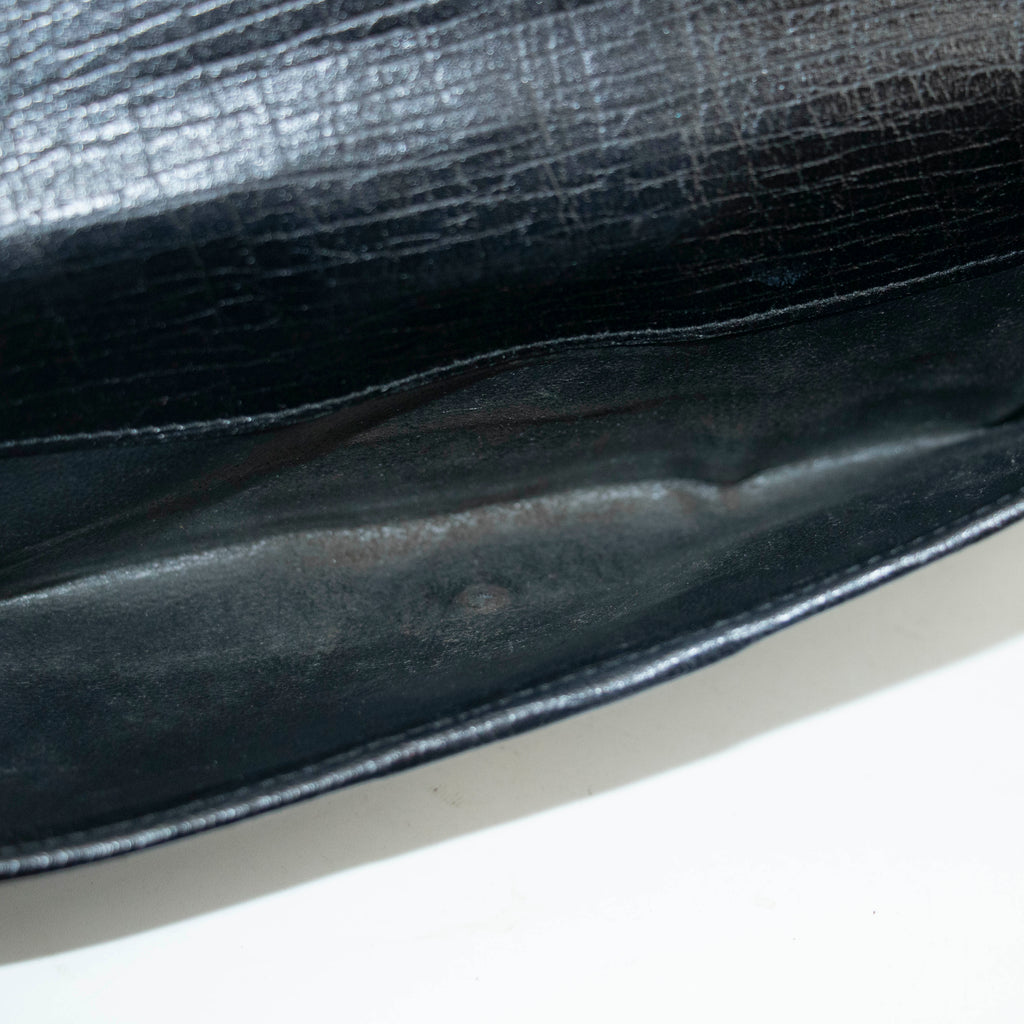 Gucci GG Vintage Black Canvas x Leather Sherry Line Long Wallet #3938