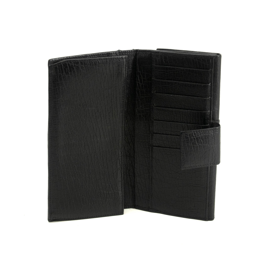 Gucci GG Vintage Black Canvas x Leather Sherry Line Long Wallet #3938