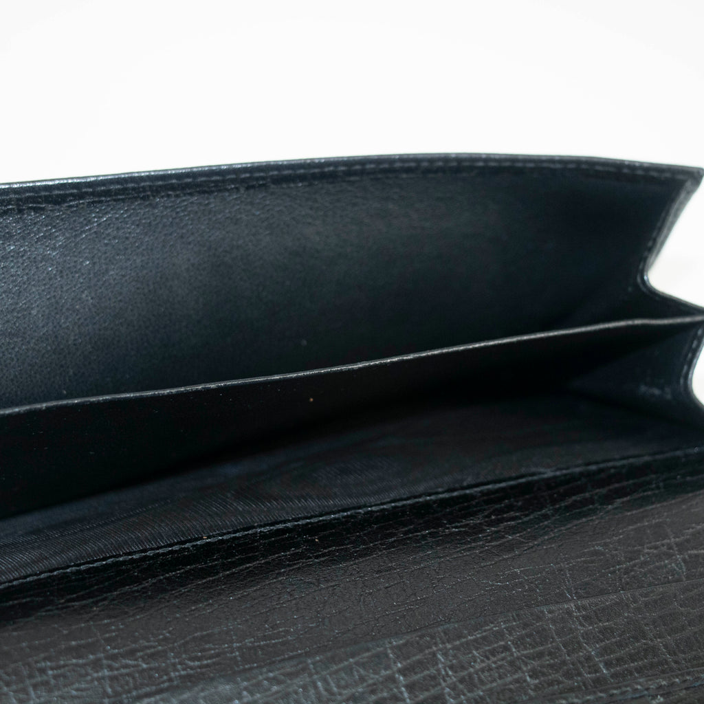 Gucci GG Vintage Black Canvas x Leather Sherry Line Long Wallet #3938