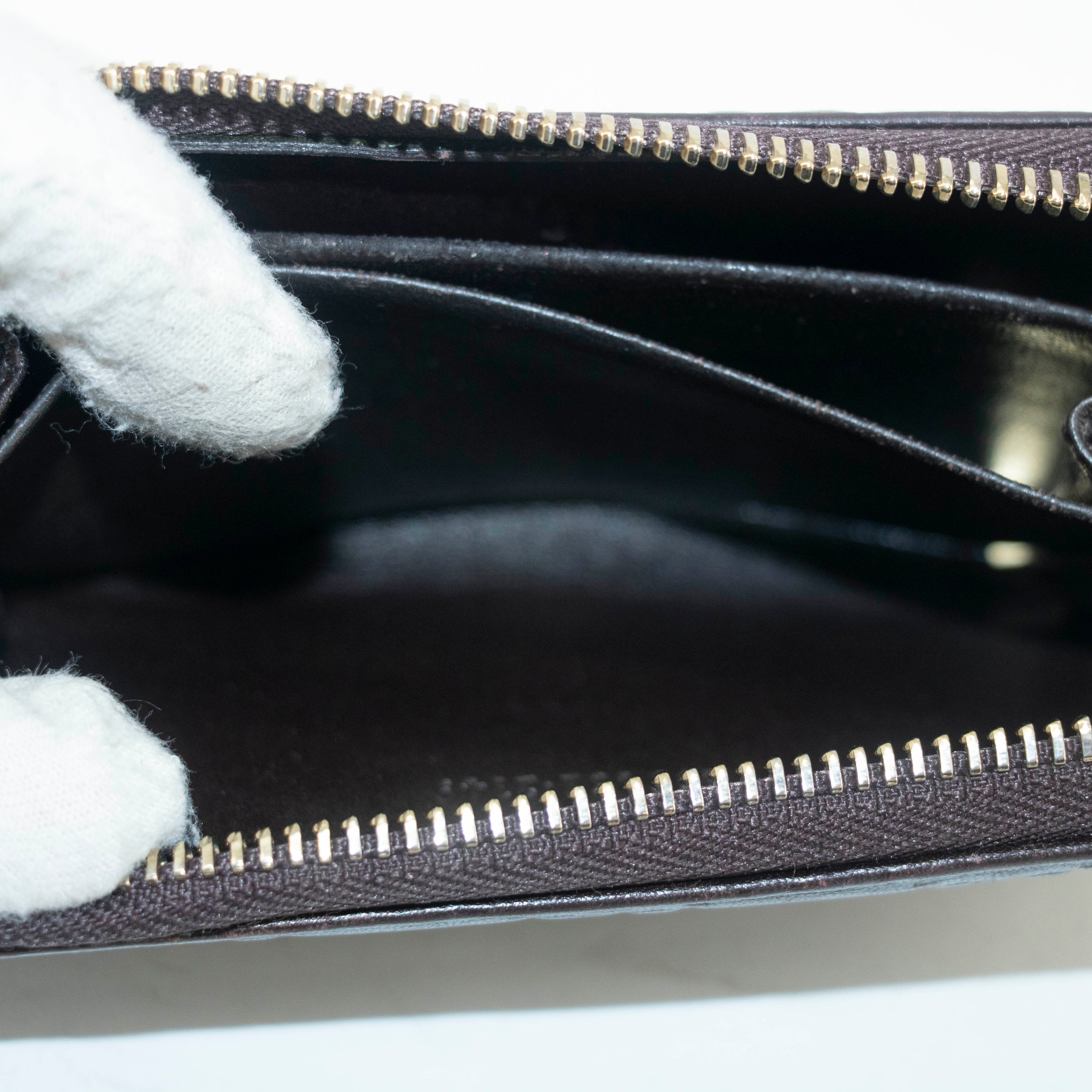 Gucci Guccissima Zip Around Card Case Brown #3949