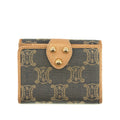 Celine Triomphe Canvas Beige x Blue Demin Compact Wallet #3950