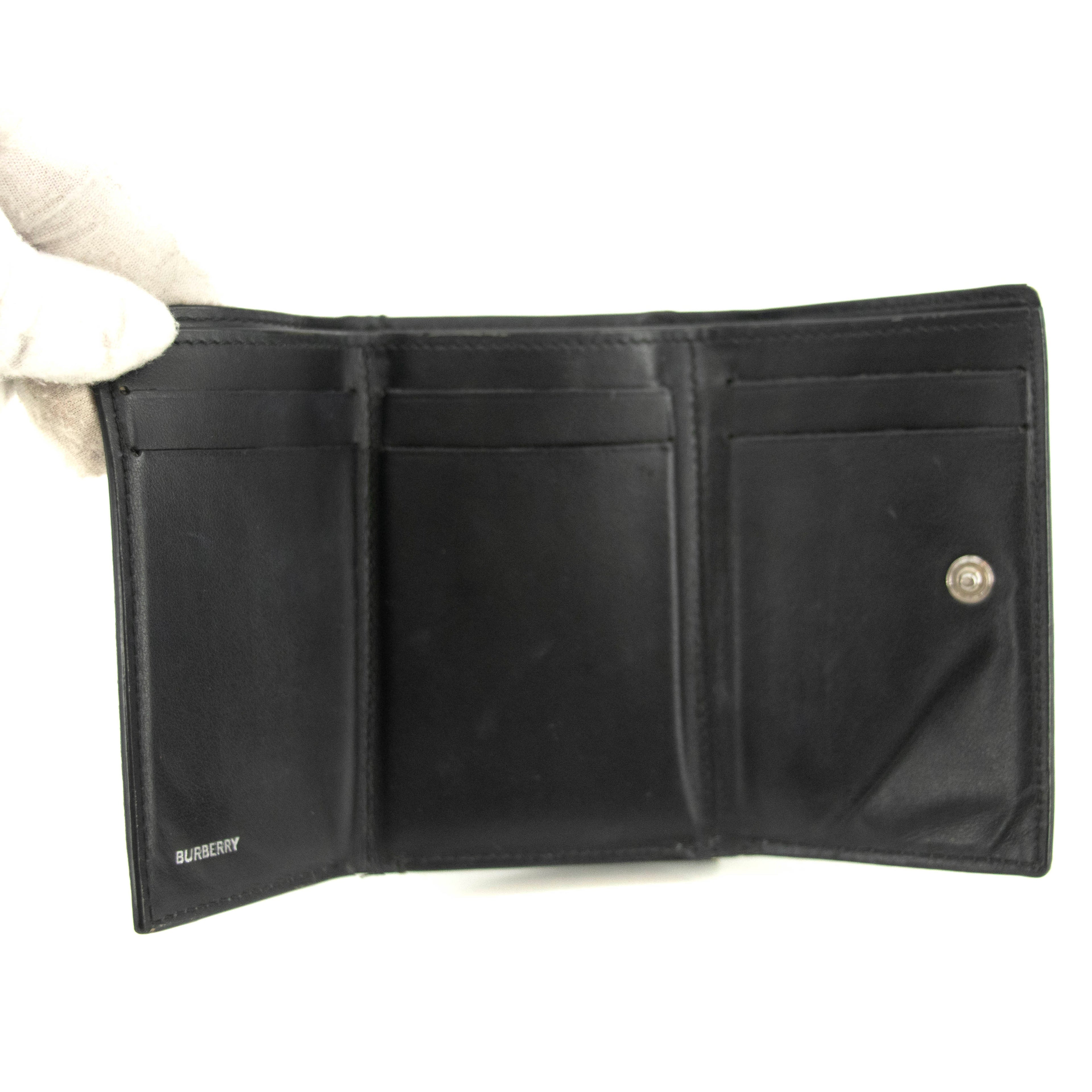 Burberry Vintage Black Check Trifold Compact Wallet #3958