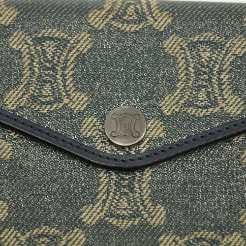 Celine Triomphe Canvas Blue and Grey Fine Strap Wallet #3962