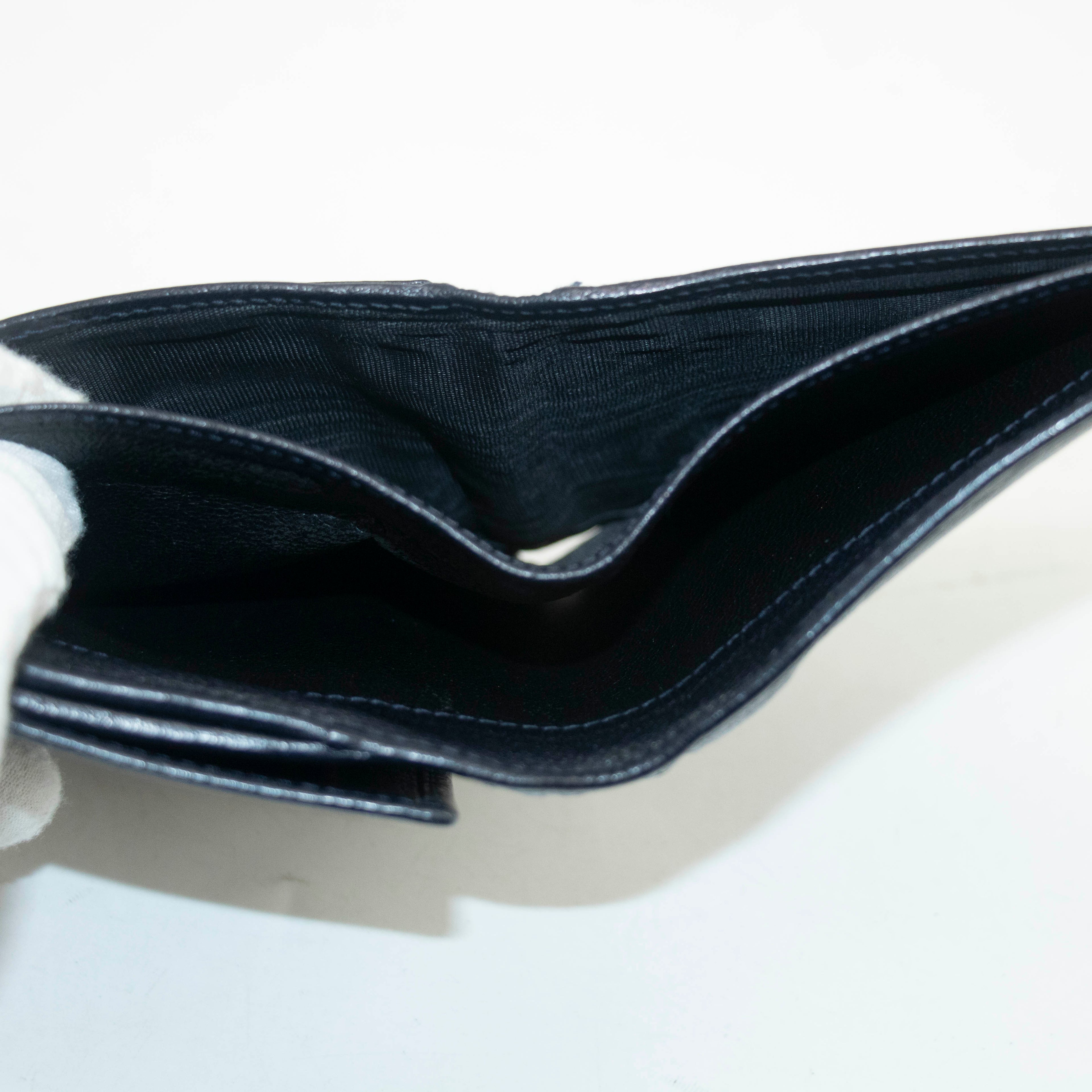 Yves Saint Laurent Black Rive Gauche Leather Compact Wallet #3963