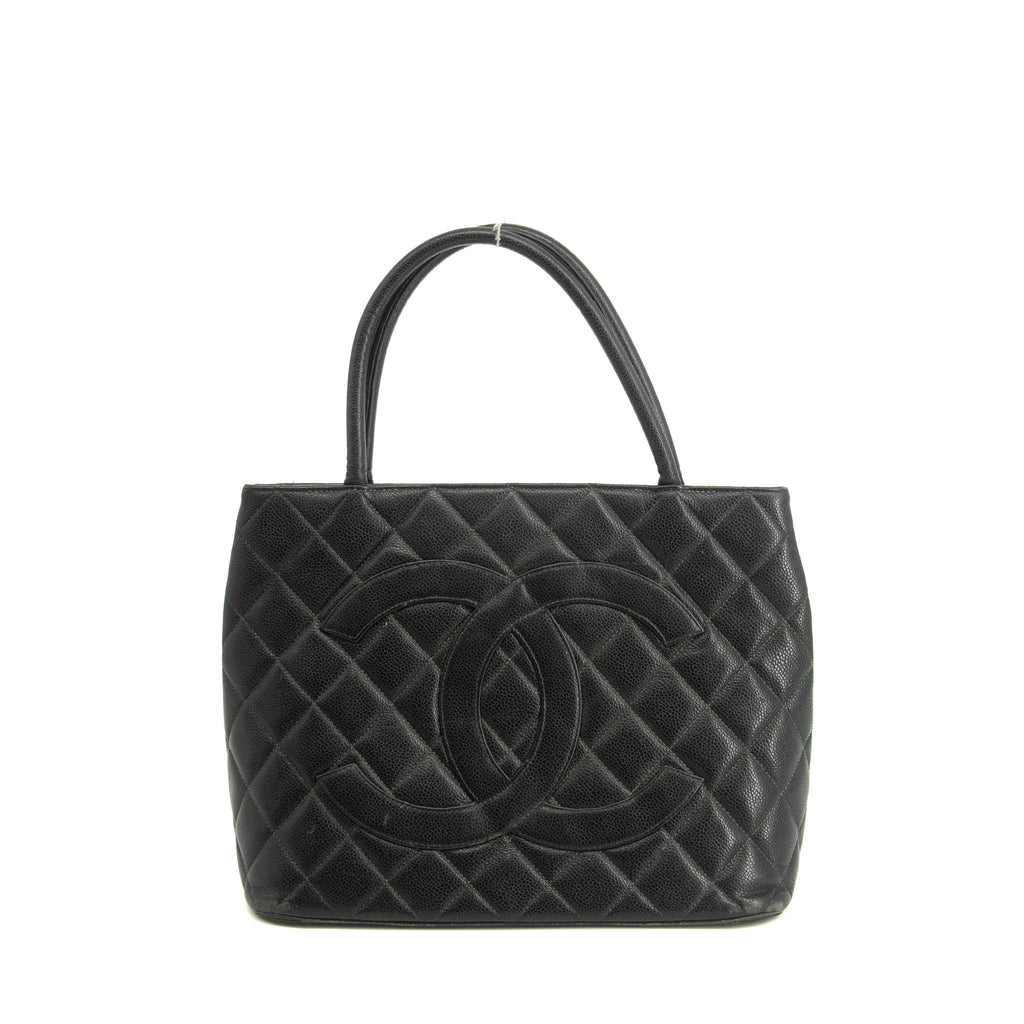 Chanel Black Caviar Skin Quilted Medallion Tote Bag 5 Series #3974