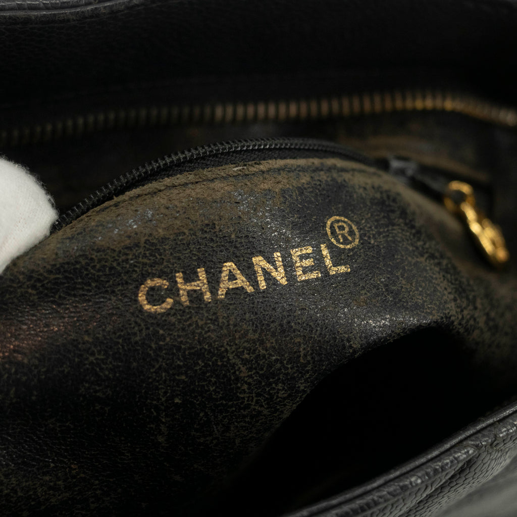 Chanel Black Caviar Skin Quilted Medallion Tote Bag 5 Series #3974