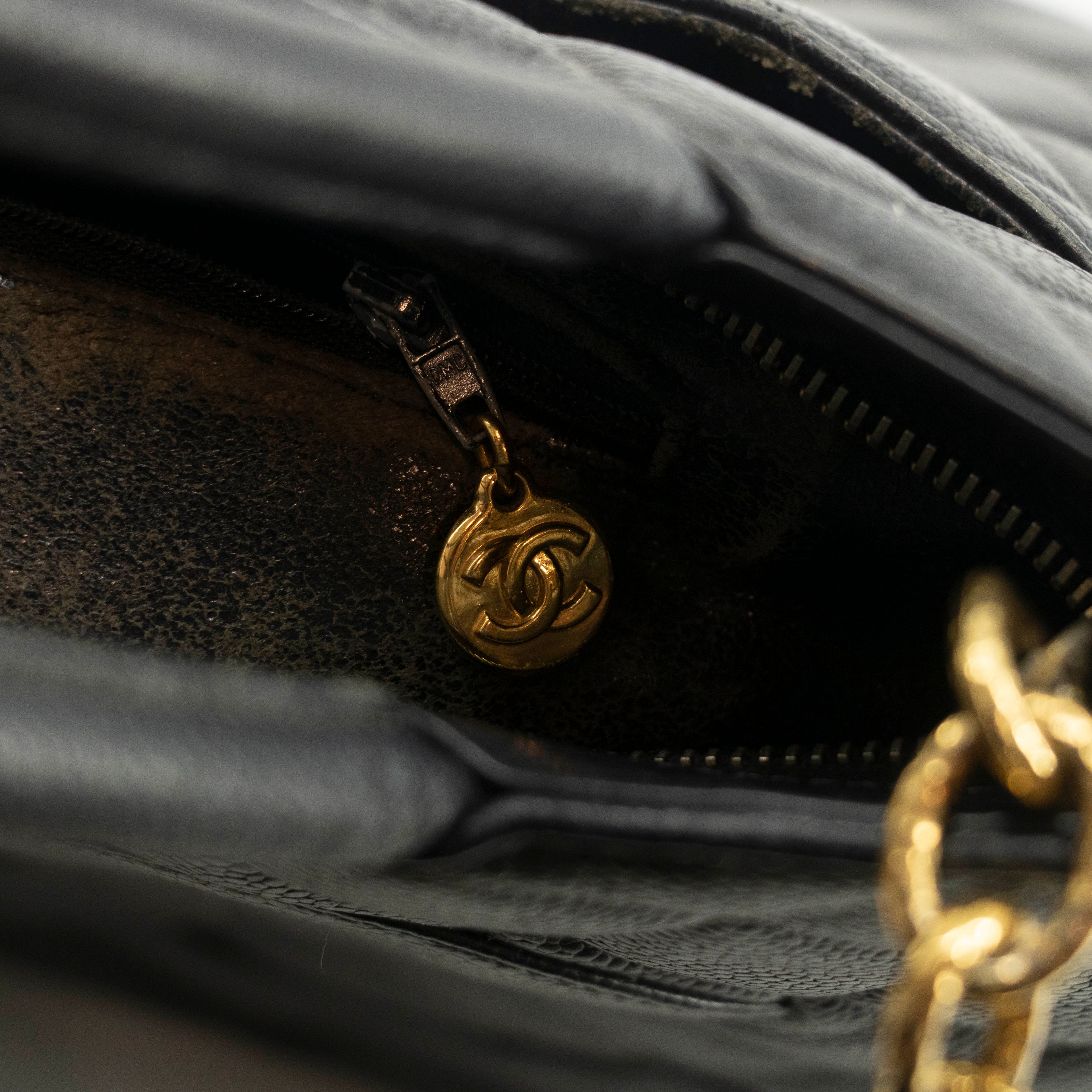 Chanel Black Caviar Skin Quilted Medallion Tote Bag 5 Series #3974