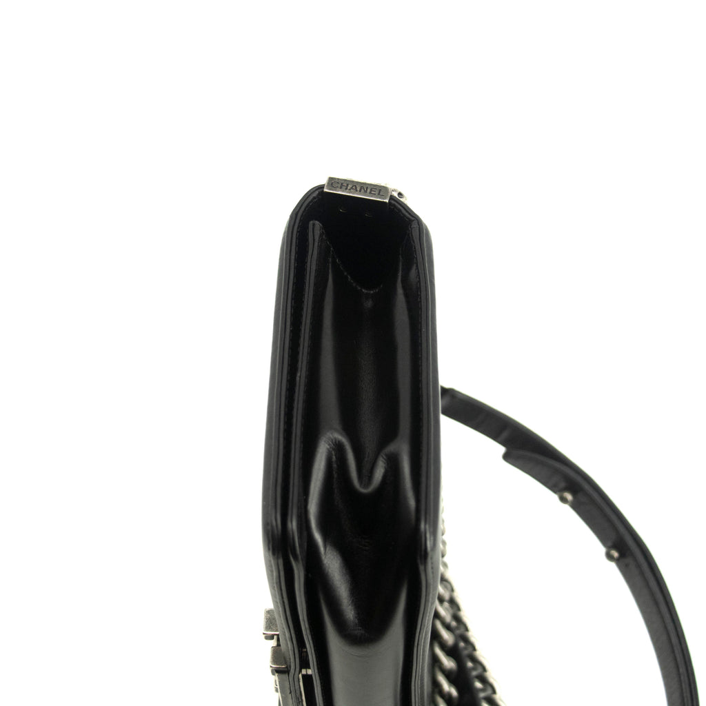 Chanel Black Vinyl Reverso Medium Boy Bag 15 Series #3975