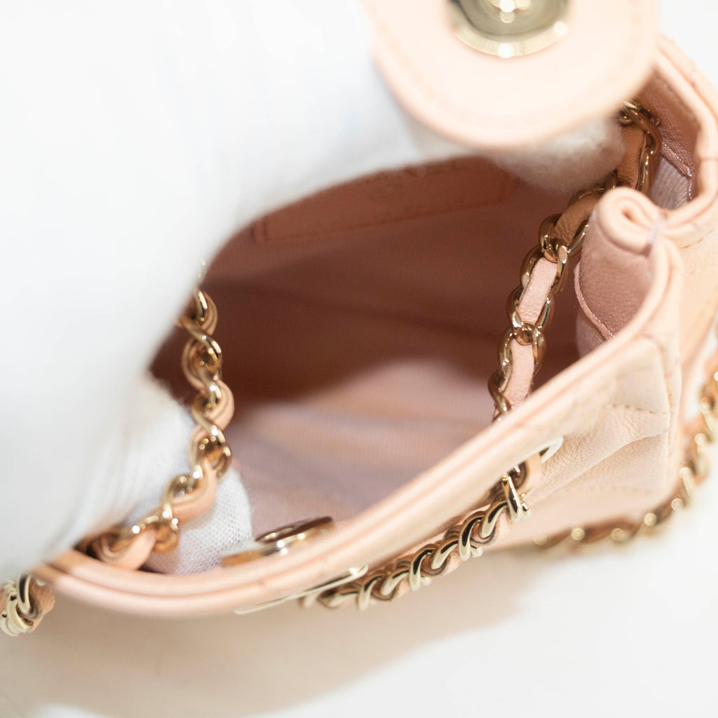 Chanel CC Quilted Mini Shopping Clutch Lambskin Pink Shoulder Bag #3979