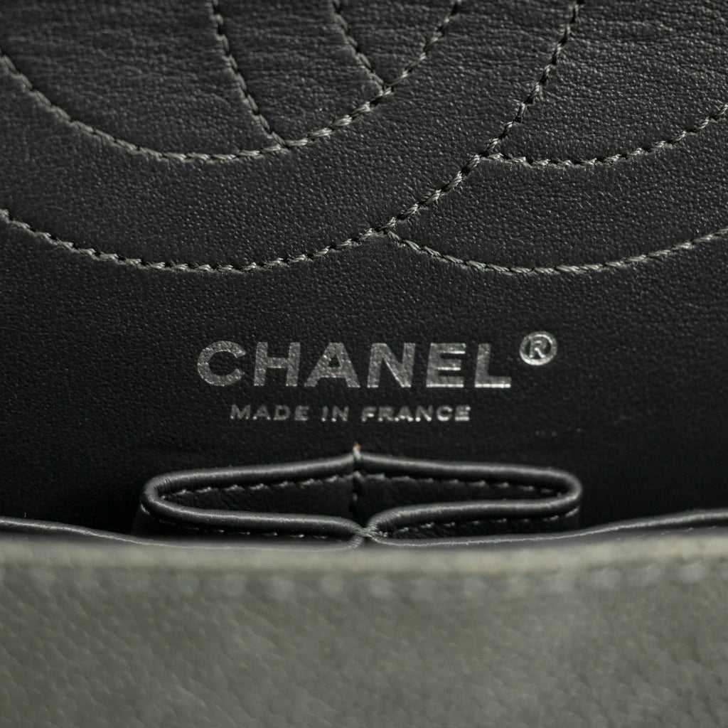 Chanel Caviar Skin Quilted 2.55 Grey Double Flap Shoulder Bag #3983