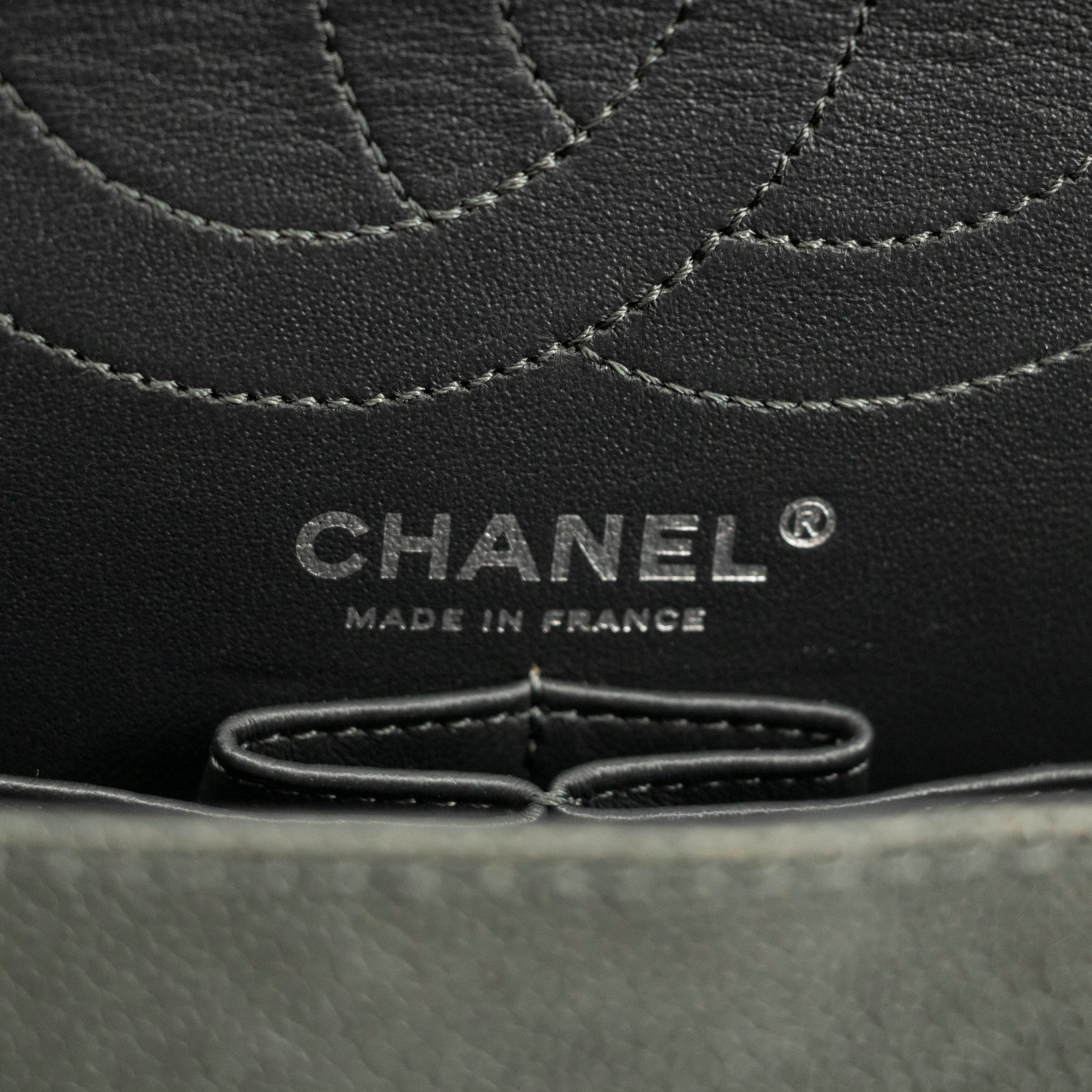Chanel Caviar Skin Quilted 2.55 Grey Double Flap Shoulder Bag #3983
