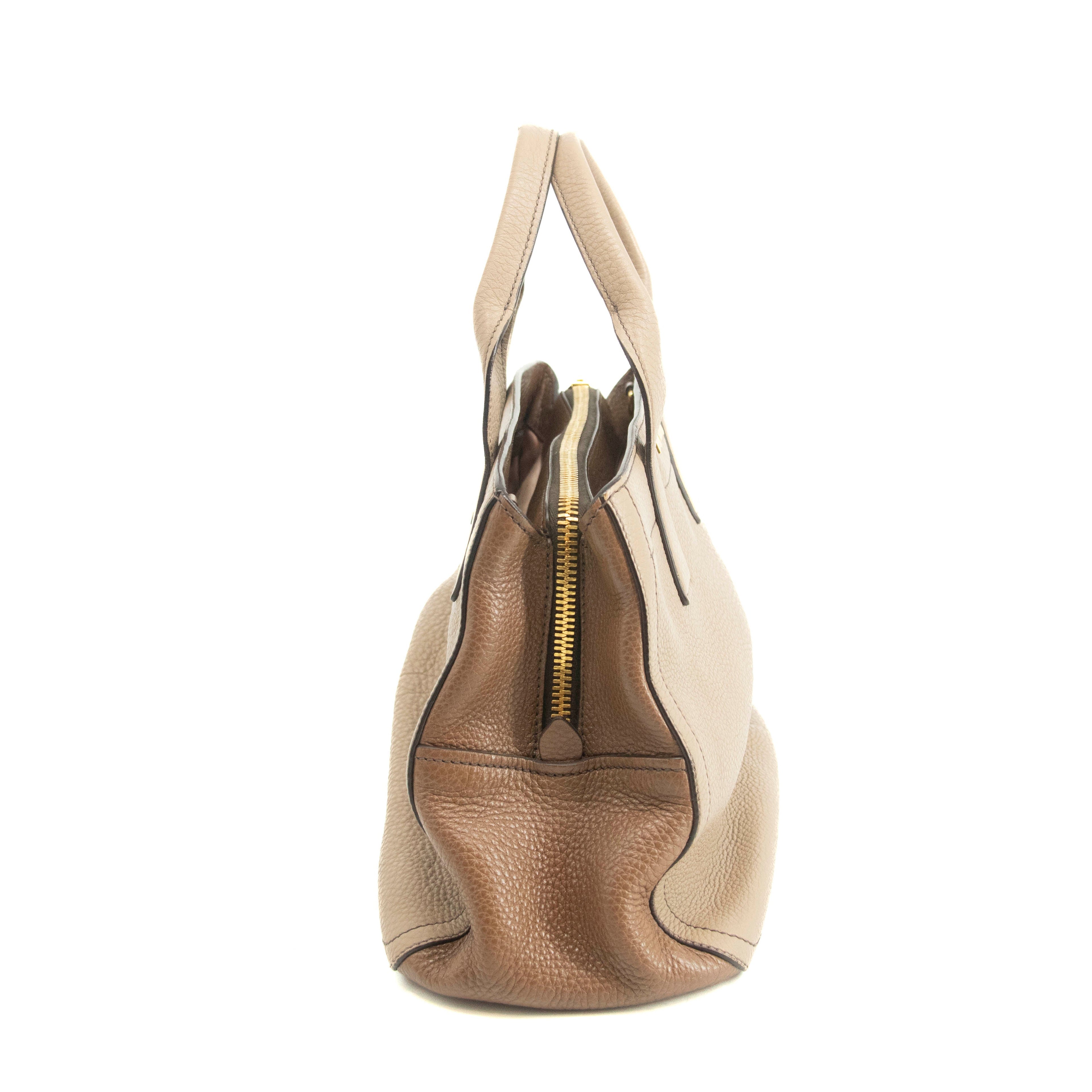 MiuMiu Grey Vitello Caribu Soft Pebbled Leather 2Way Shoulder Bag-SKU #3996