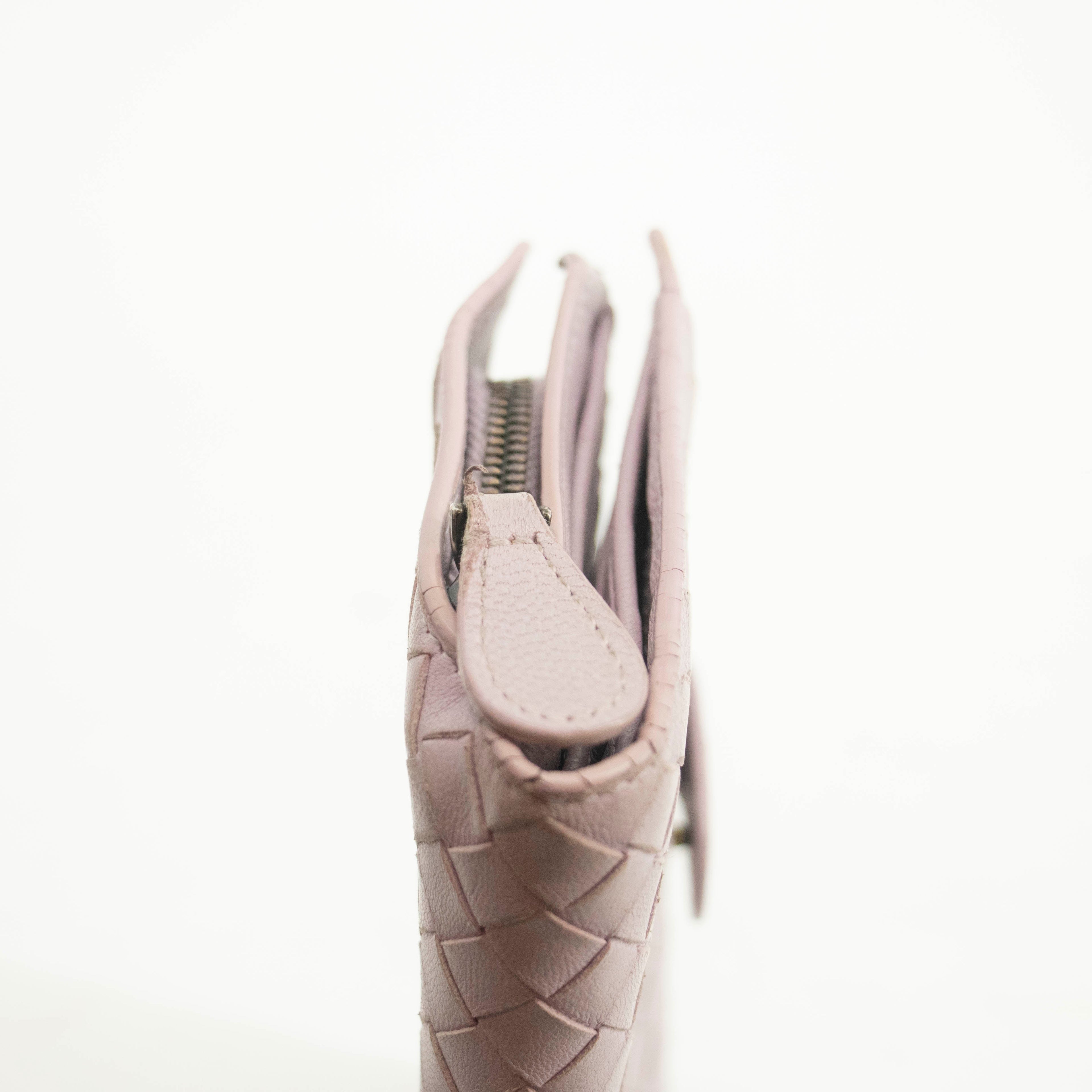 Bottega Veneta Pink Quilted Bifold Long Wallet #3999