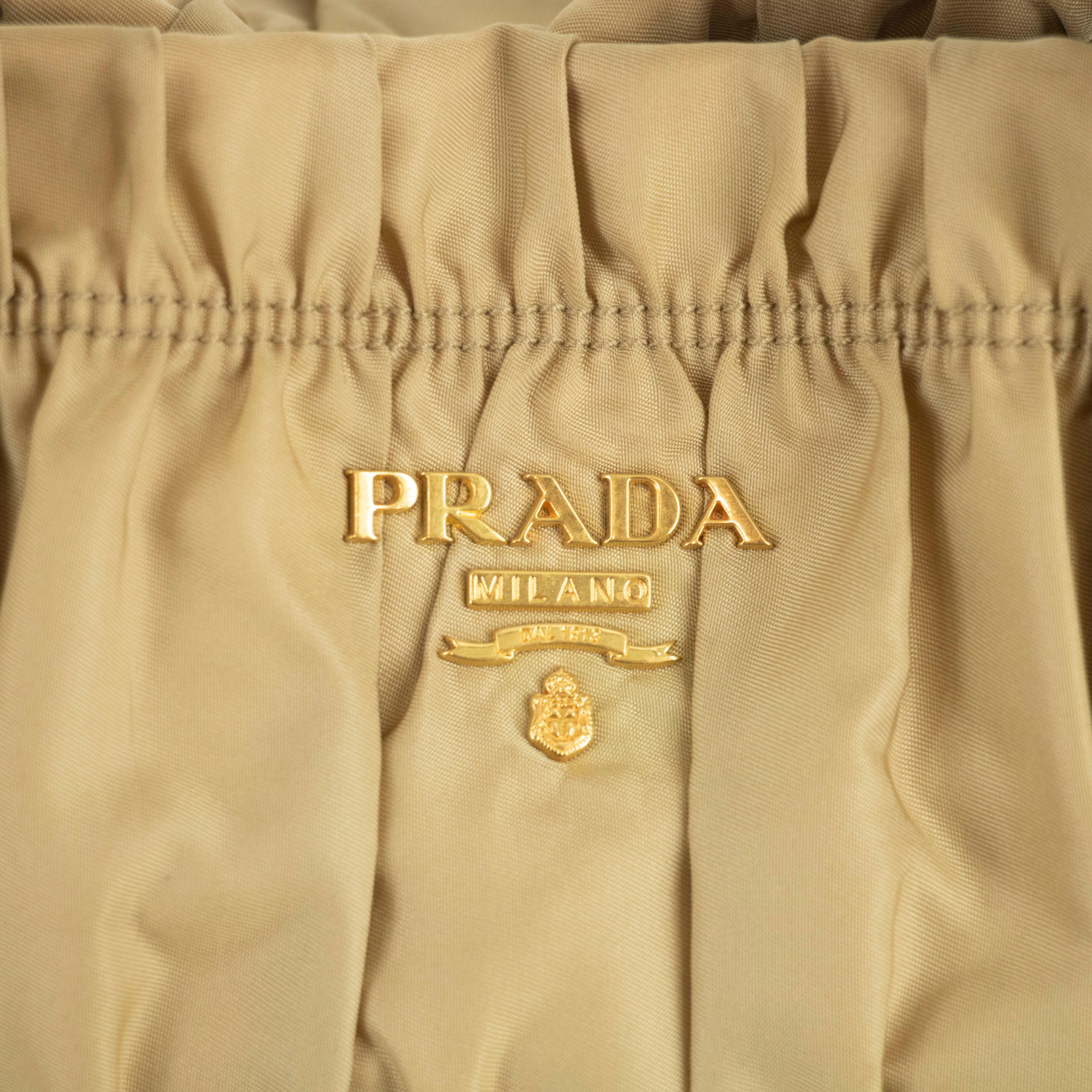 Prada Nylon Tessuto Beige Gaufre 2Way Shoulder Bag Beige #4674