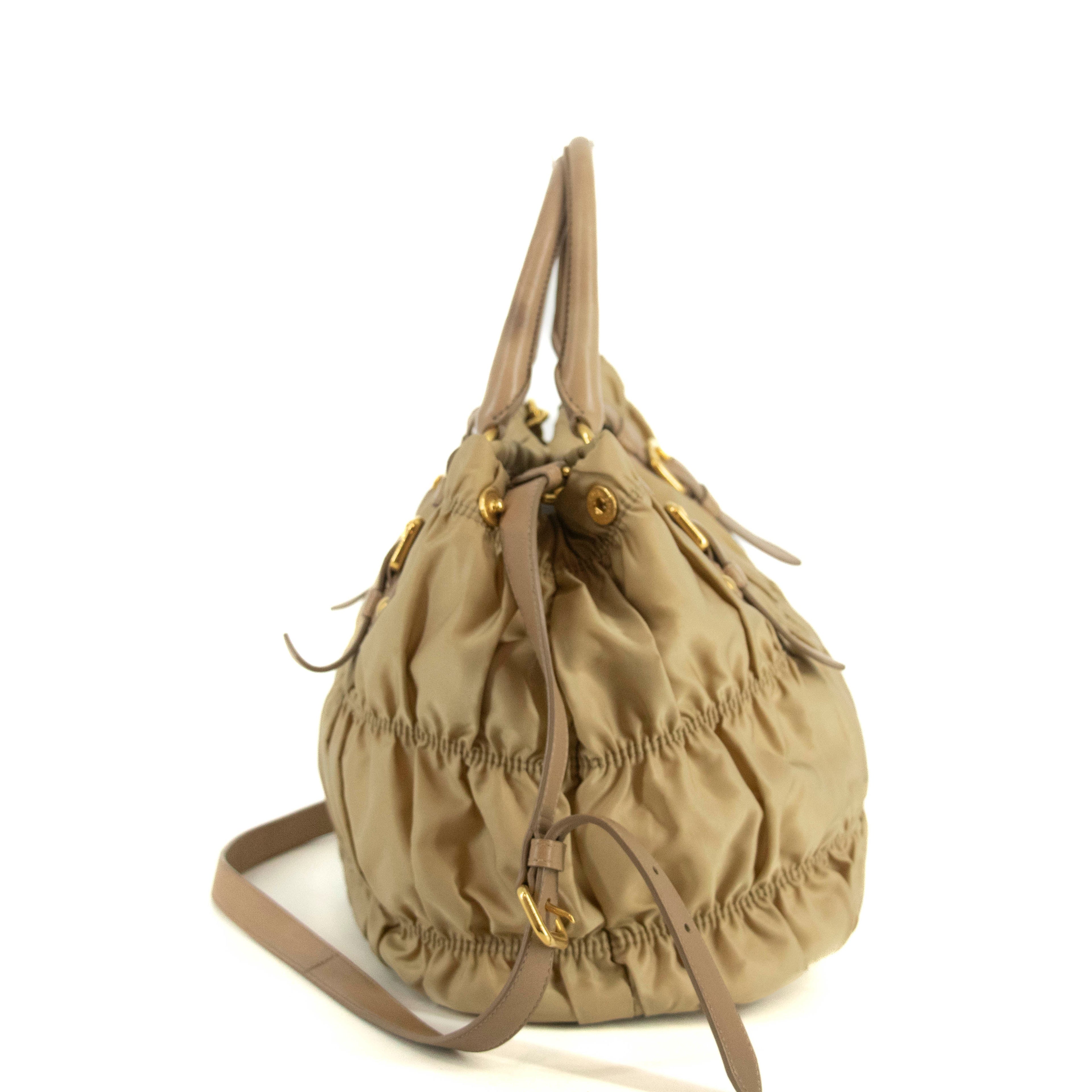 Prada Nylon Tessuto Beige Gaufre 2Way Shoulder Bag Beige #4674