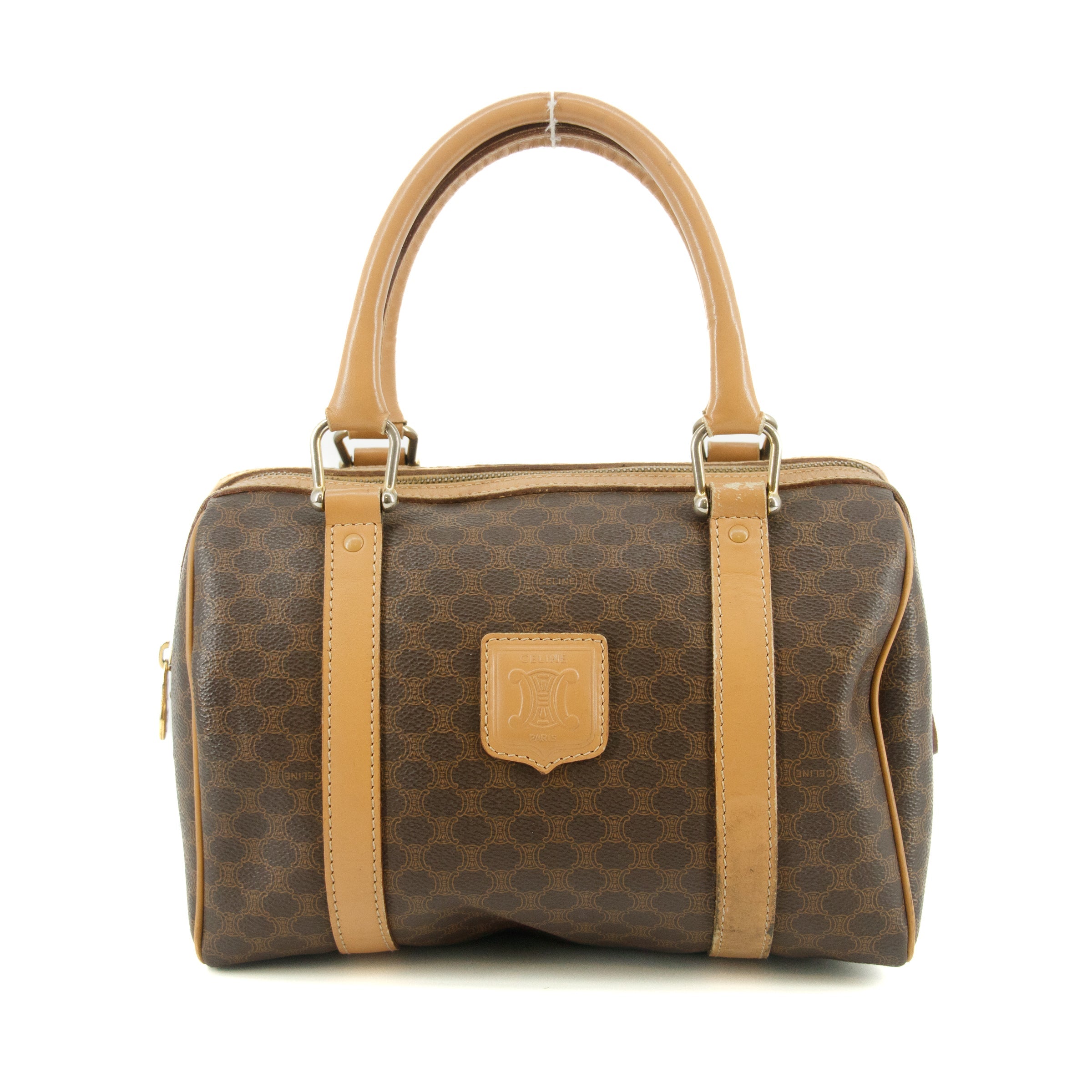 Celine Macadam Brown PVC x Leather Mini Boston Bag #4687