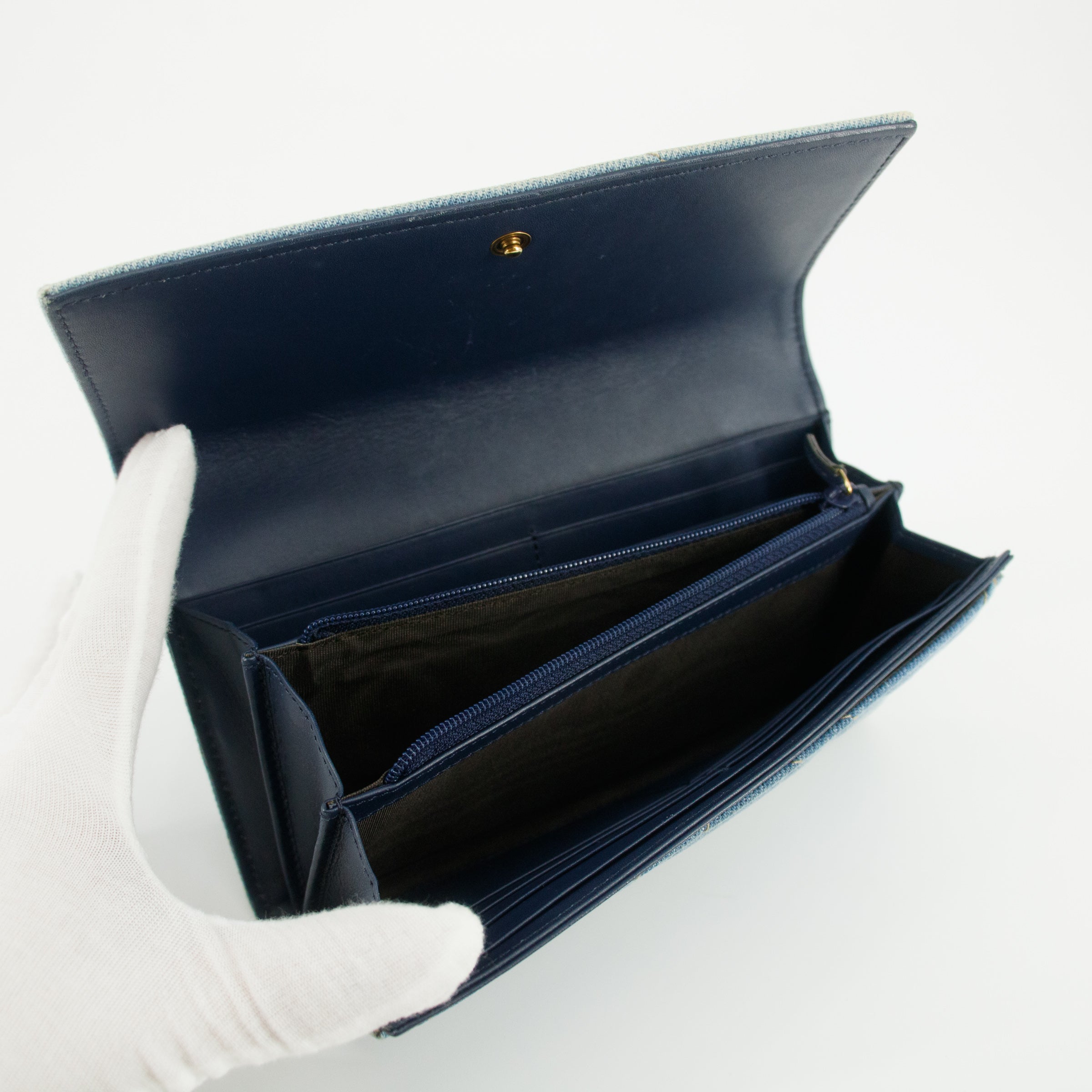 Gucci Denim Blue Marmont Continental Long Wallet #4717