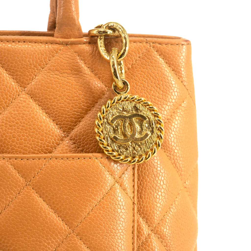 Chanel Matelasse Quilted Brown Caviar Skin Medallion Reprint Tote Bag #4731