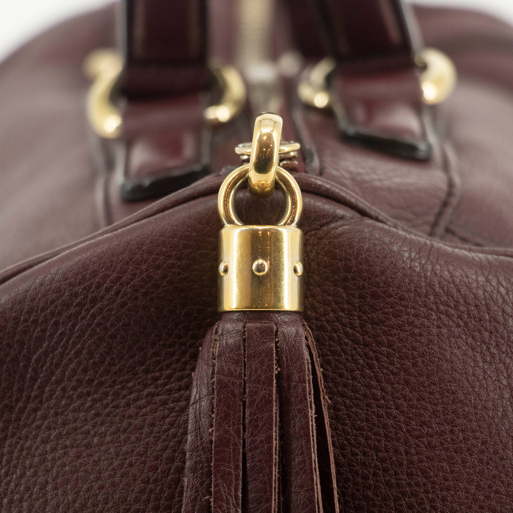 Gucci Burgundy Leather Tassel Soho Boston Bag #4736