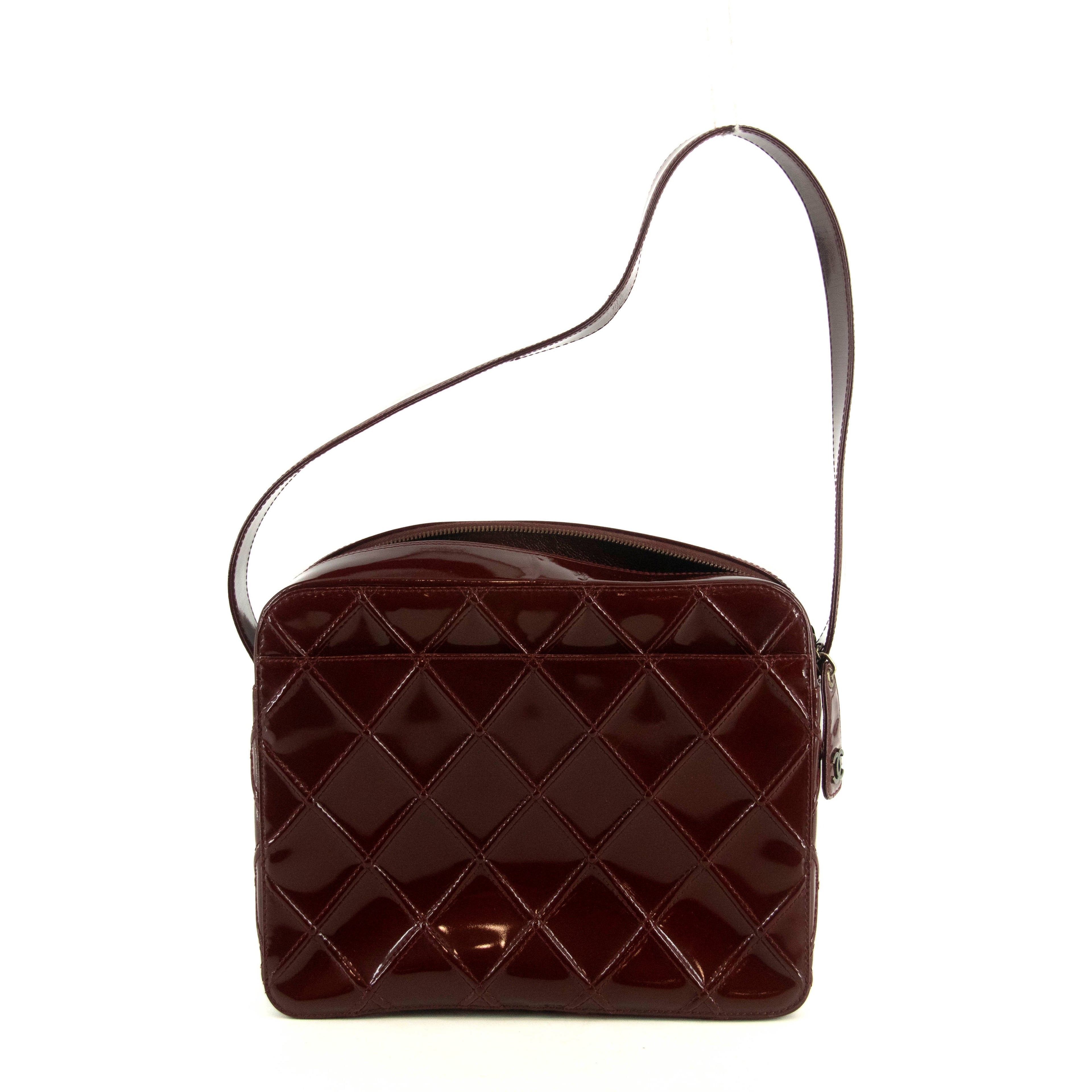 Chanel Matelasse Patent Enamel Red Shoulder Bag  #4738