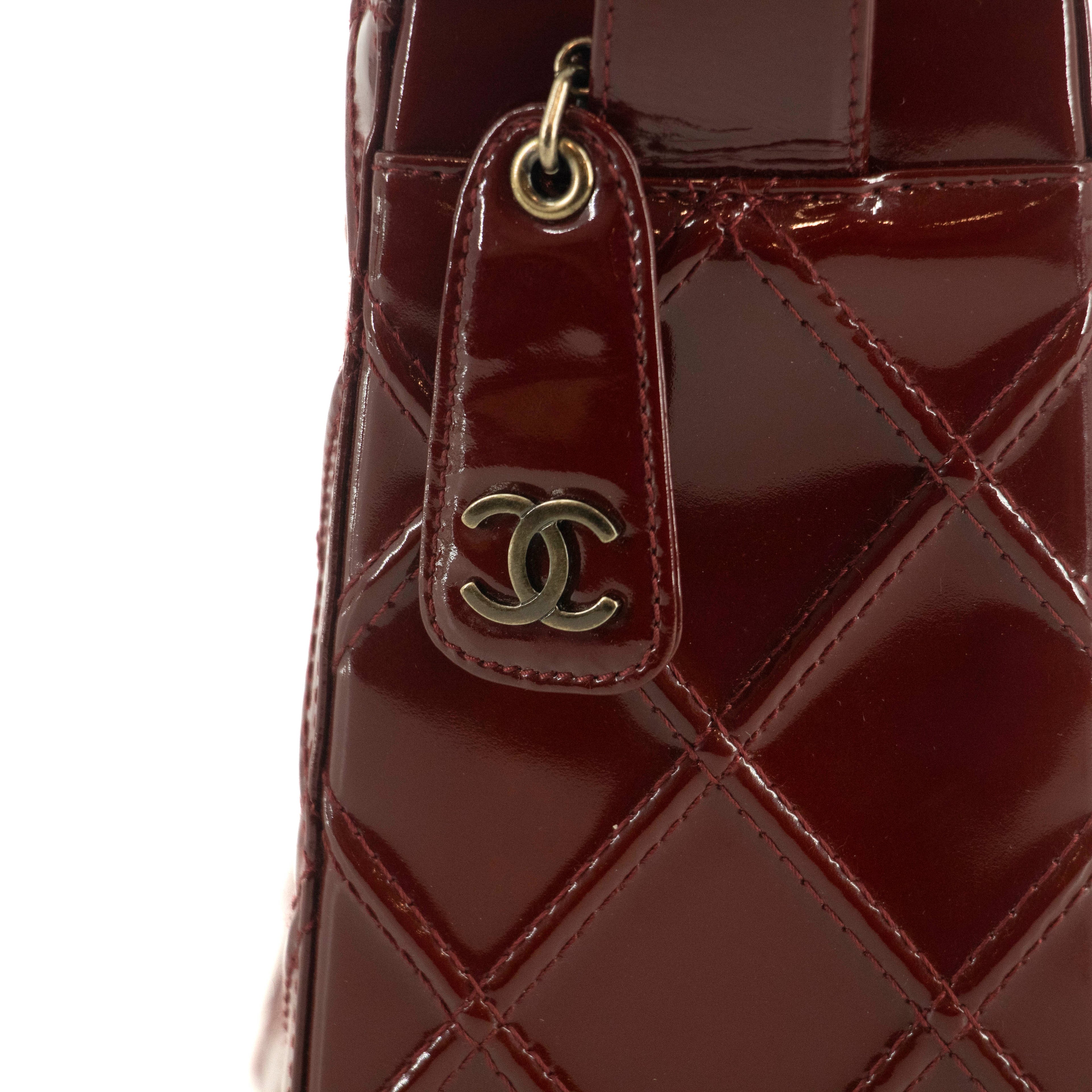 Chanel Matelasse Patent Enamel Red Shoulder Bag  #4738