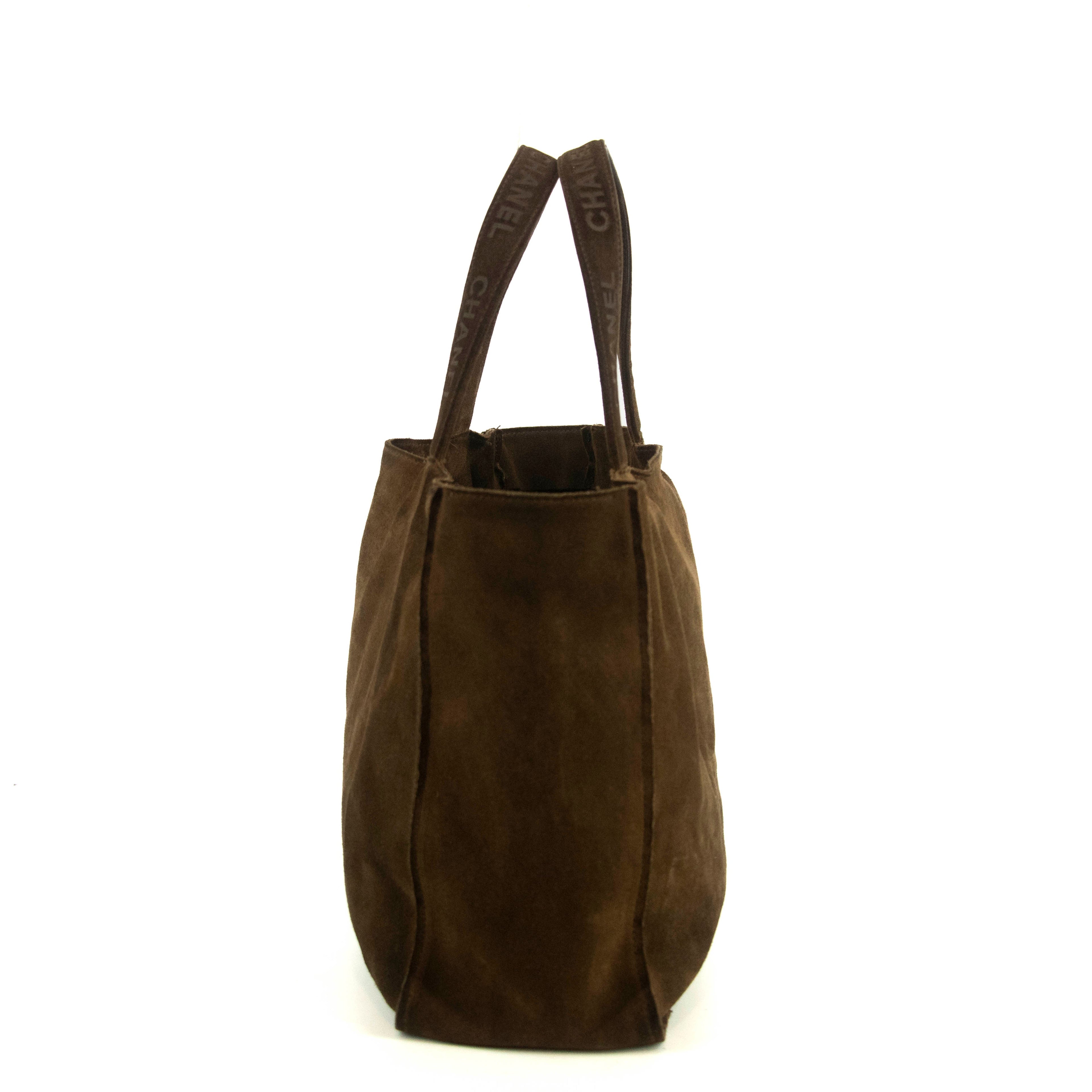Chanel Brown Suede Handle Logo Tote Bag 4 Series #4752
