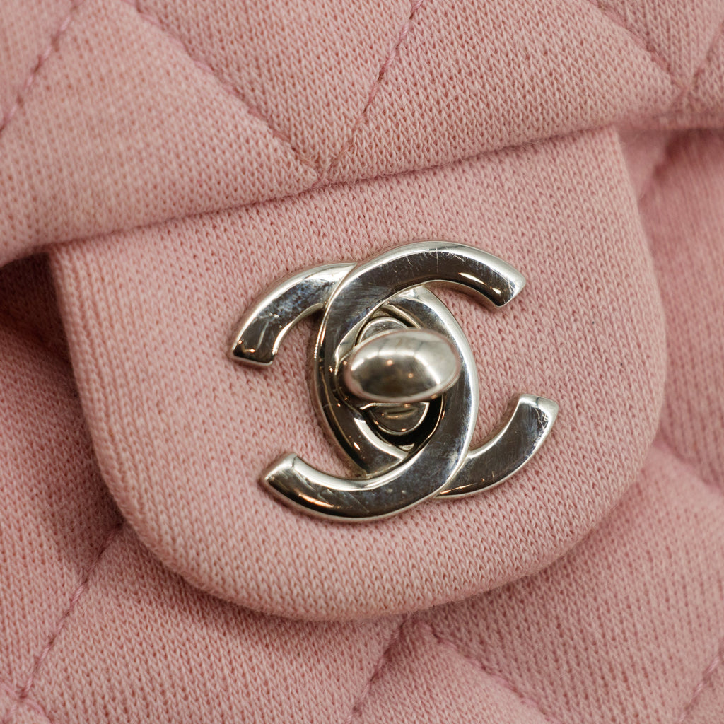 Chanel Small Single Flap Pink Cotton Shoulder Bag #4796