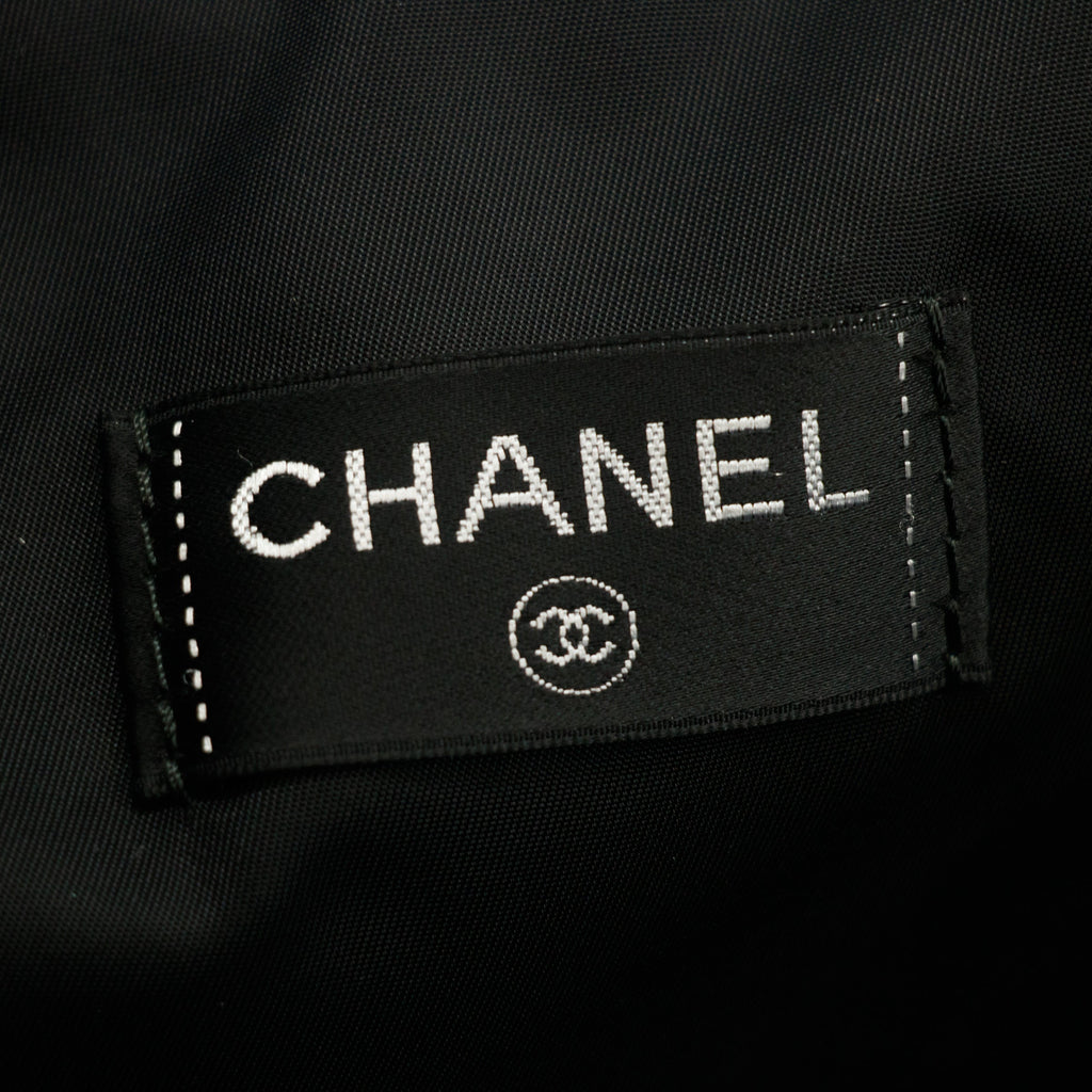 Chanel CC Black and White Terry Cloth Beach Shoulder Bag #5022
