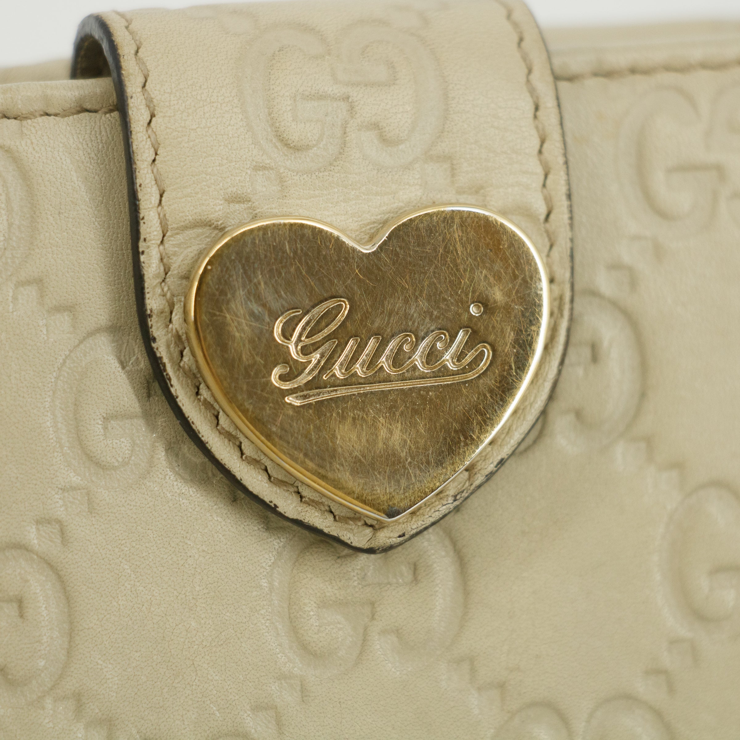 Gucci Guccissima White Heart Continental Long Wallet #5172