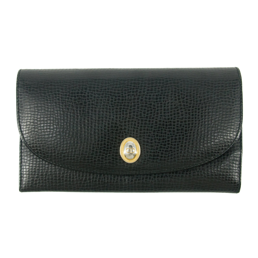 Christian Dior Black Leather Long Wallet #5175