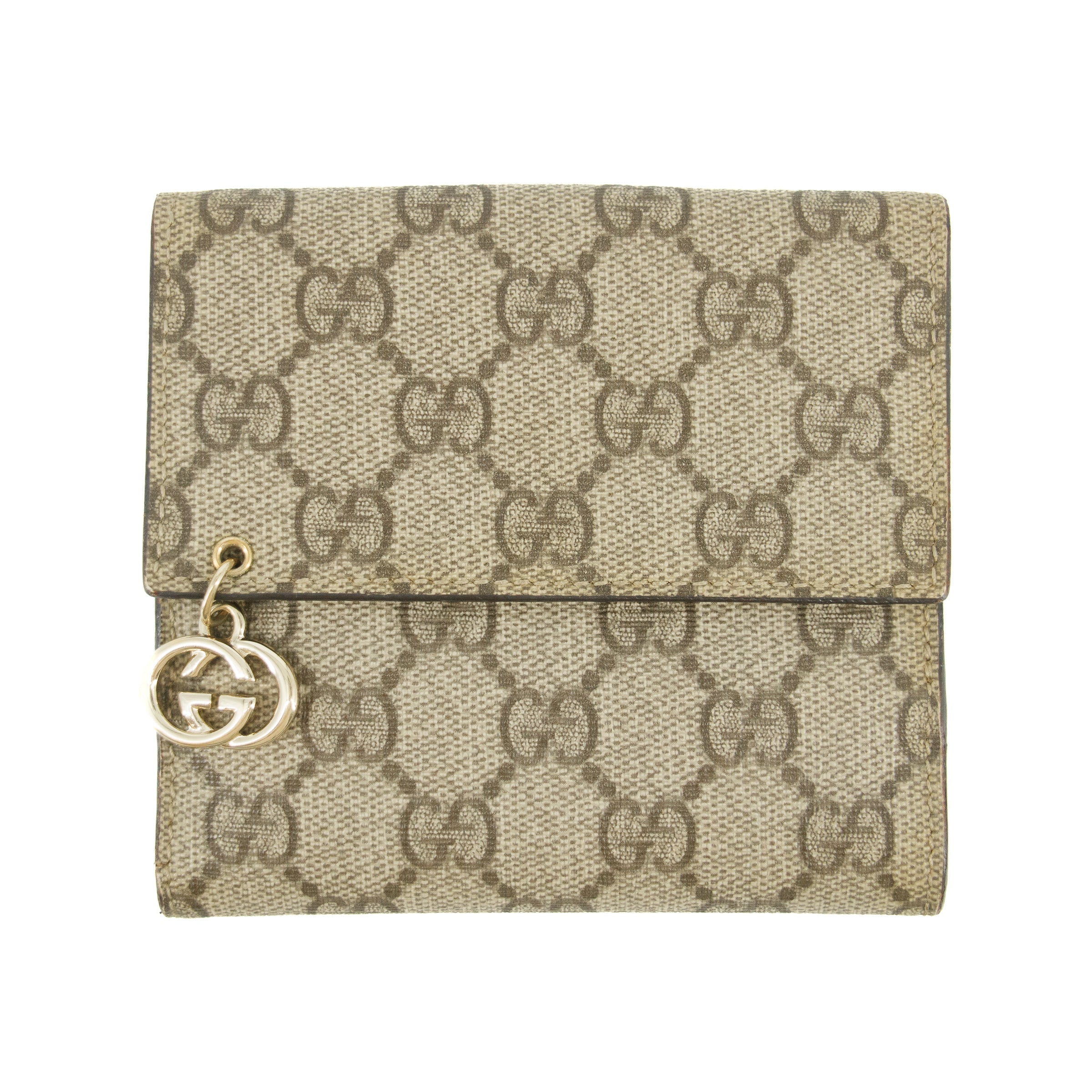 Gucci GG Coated Canvas Brown Compact Wallet #5298