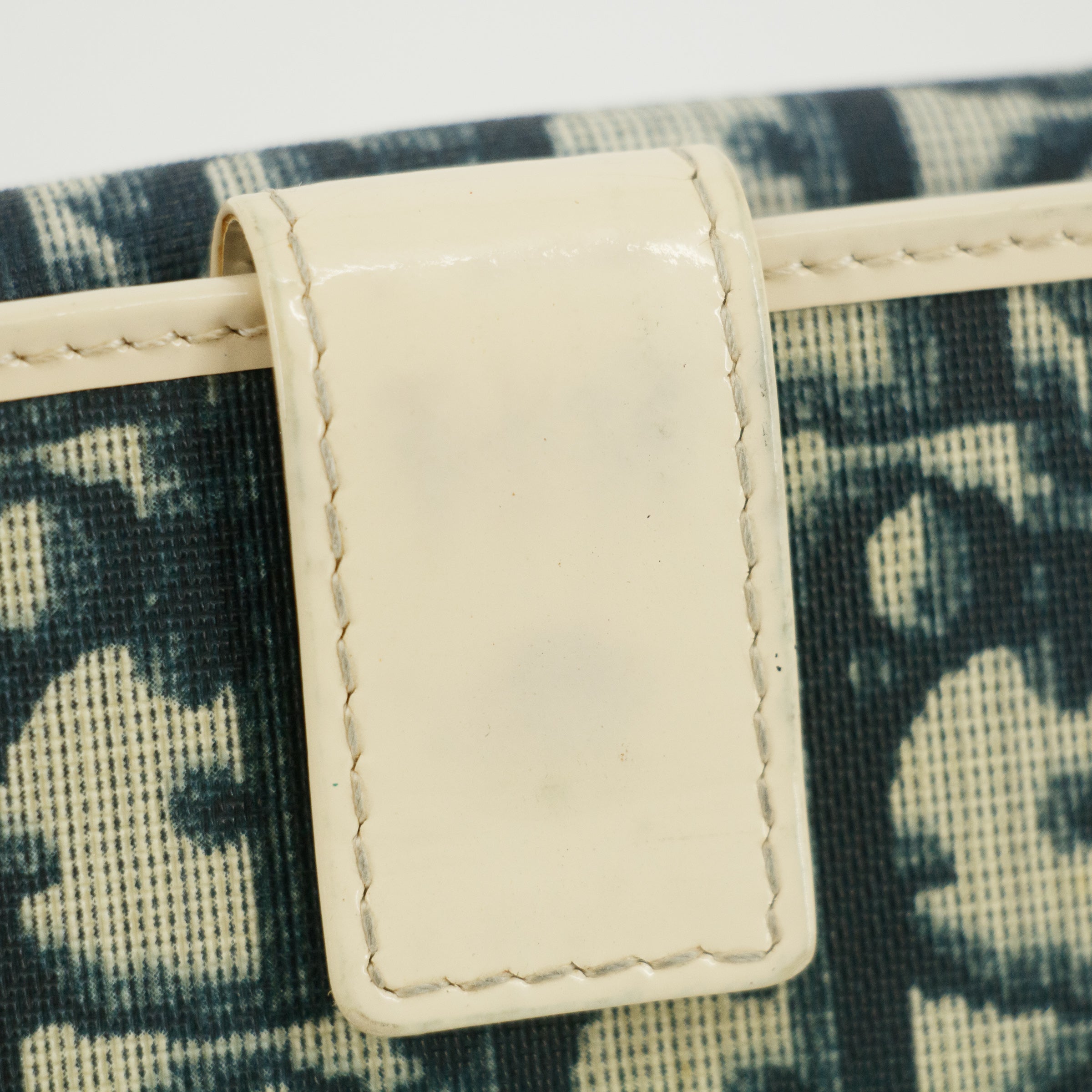 Christina Dior Trotter Canvas/Patent Leather Navy Compact Wallet #5300