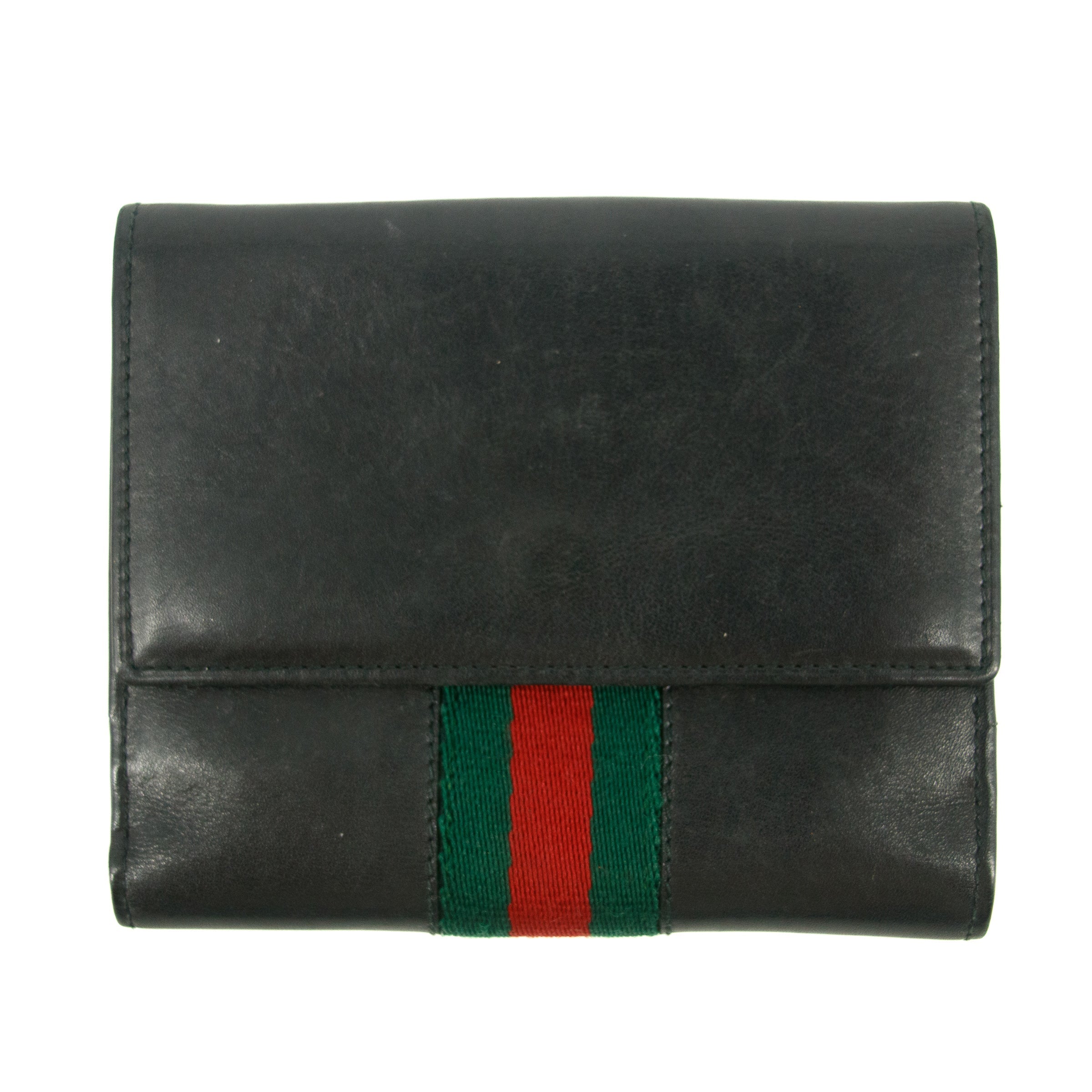 Gucci Sherry Web Black Leather Bifold Wallet #5301